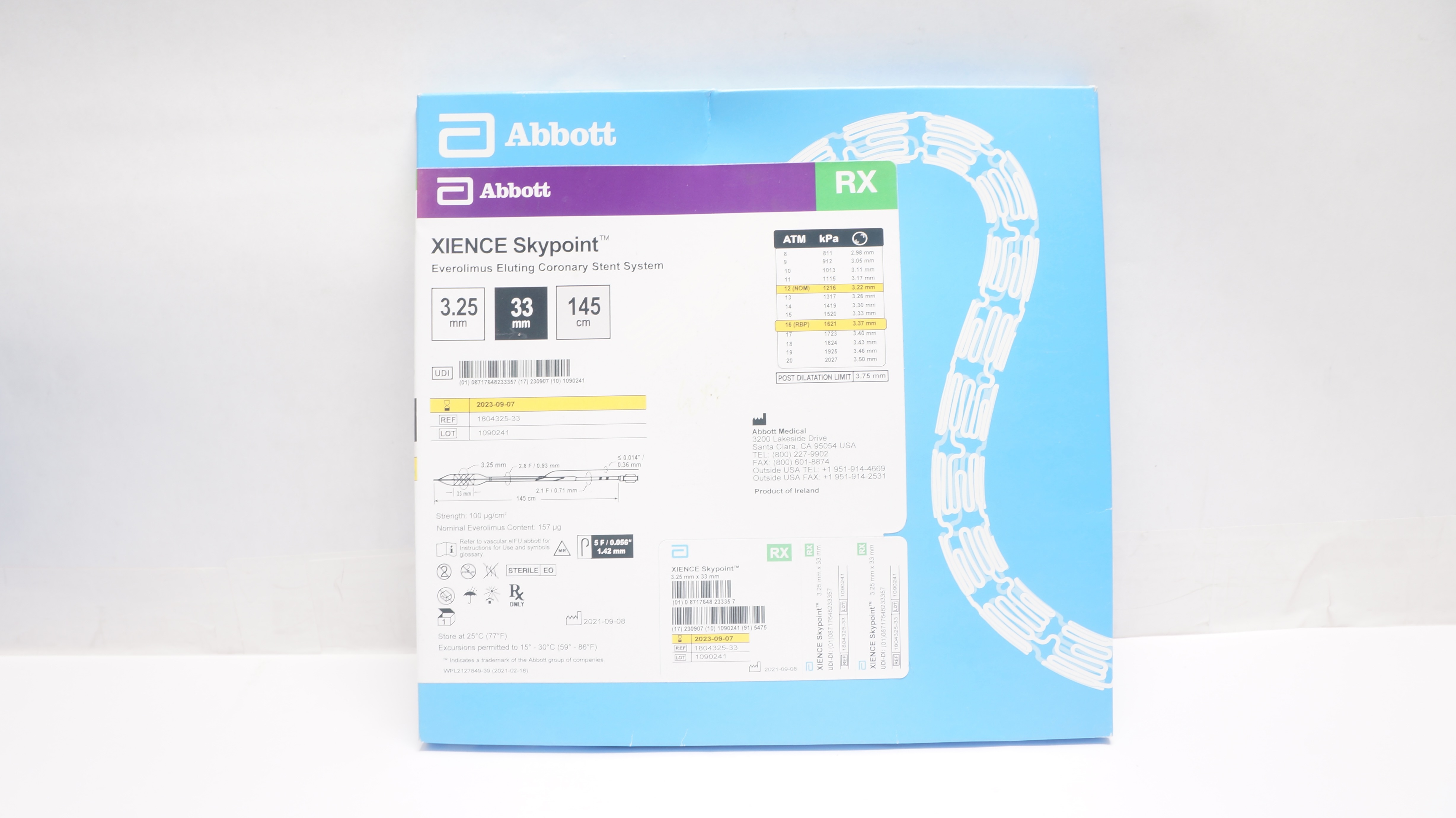 Abbott 1804325-33 XIENCE Skypoint Everolimus Eluting Coronary Stent System (x)