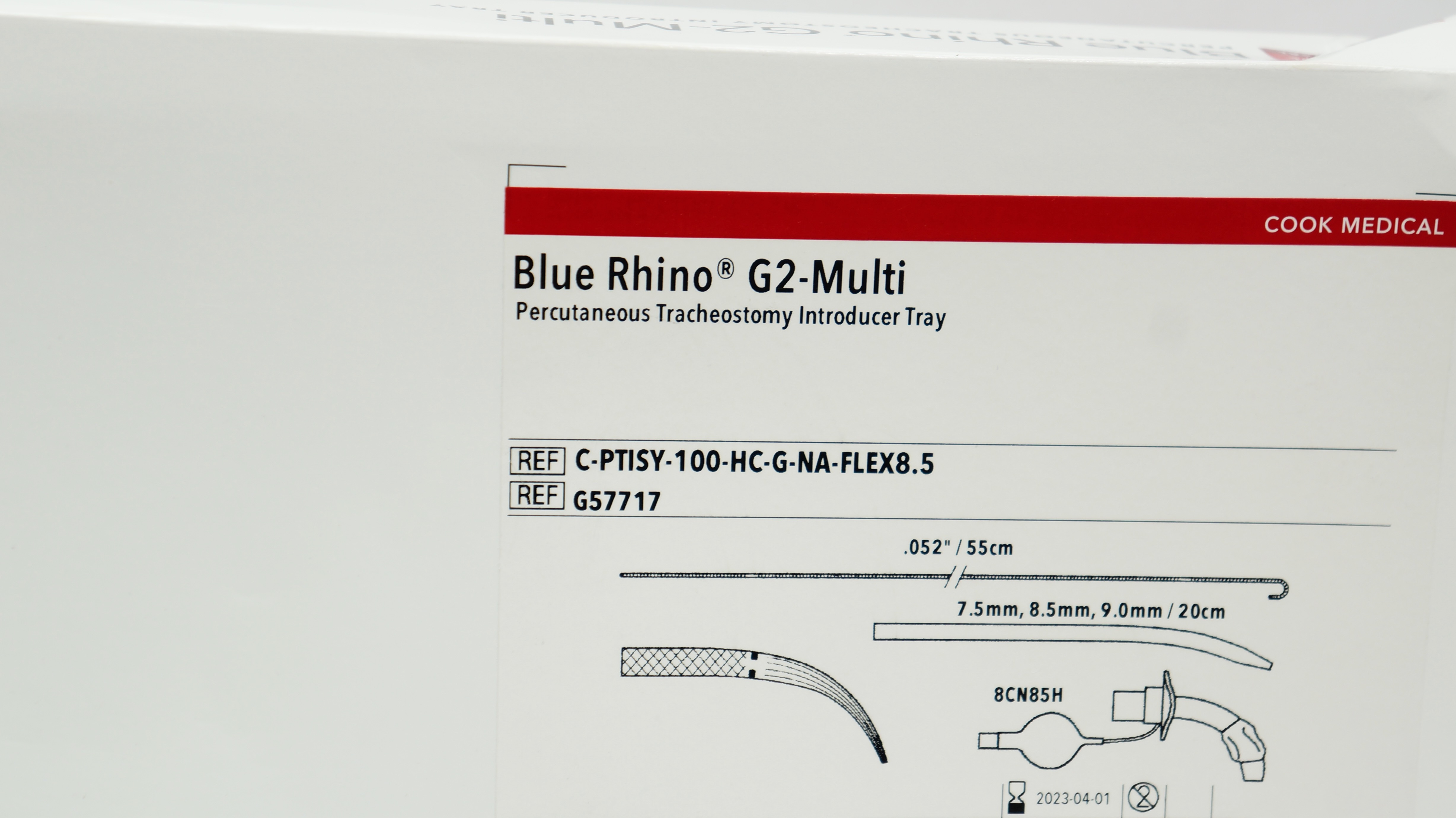 Cook G57717 BlueRhino Percutaneous Tracheostomy Introducer Tray .052inch/55cm(x)