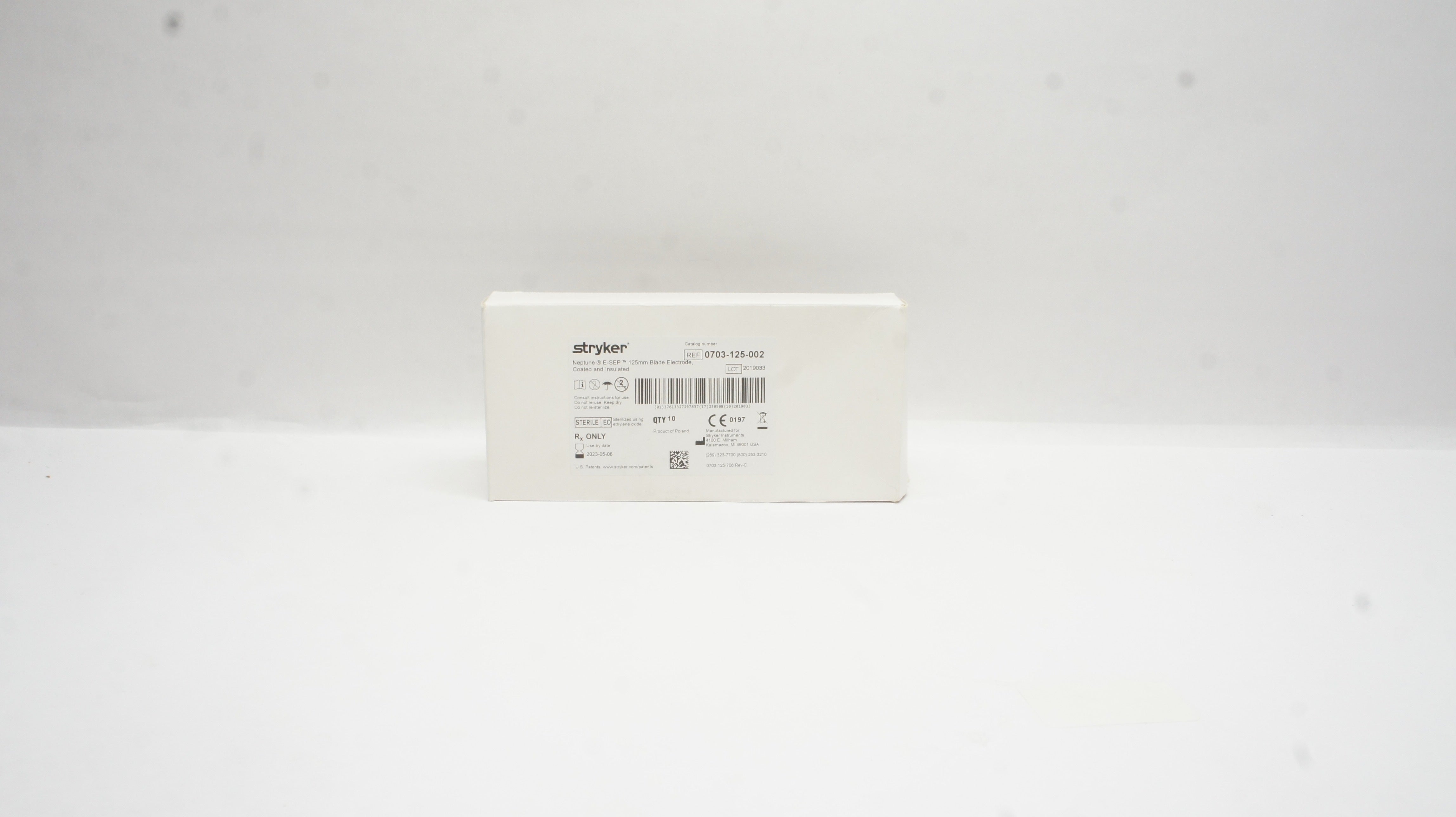 Stryker 0703-125-002 Neptune E-SEP 125mm Blade Electrode Coated - Box of 9