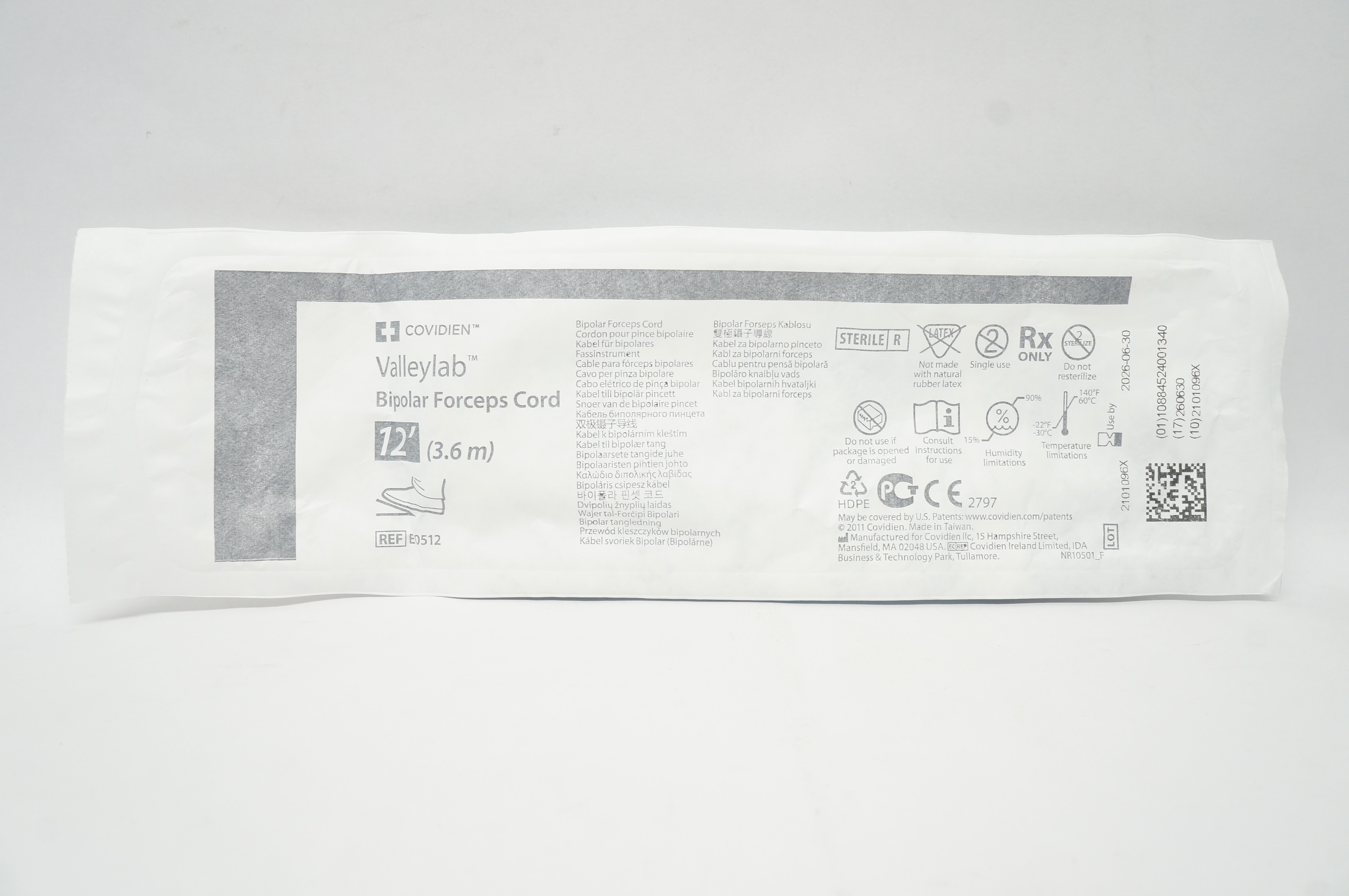 Covidien E0512 Valleylab Bipolar Forceps Cord 12 Ft.
