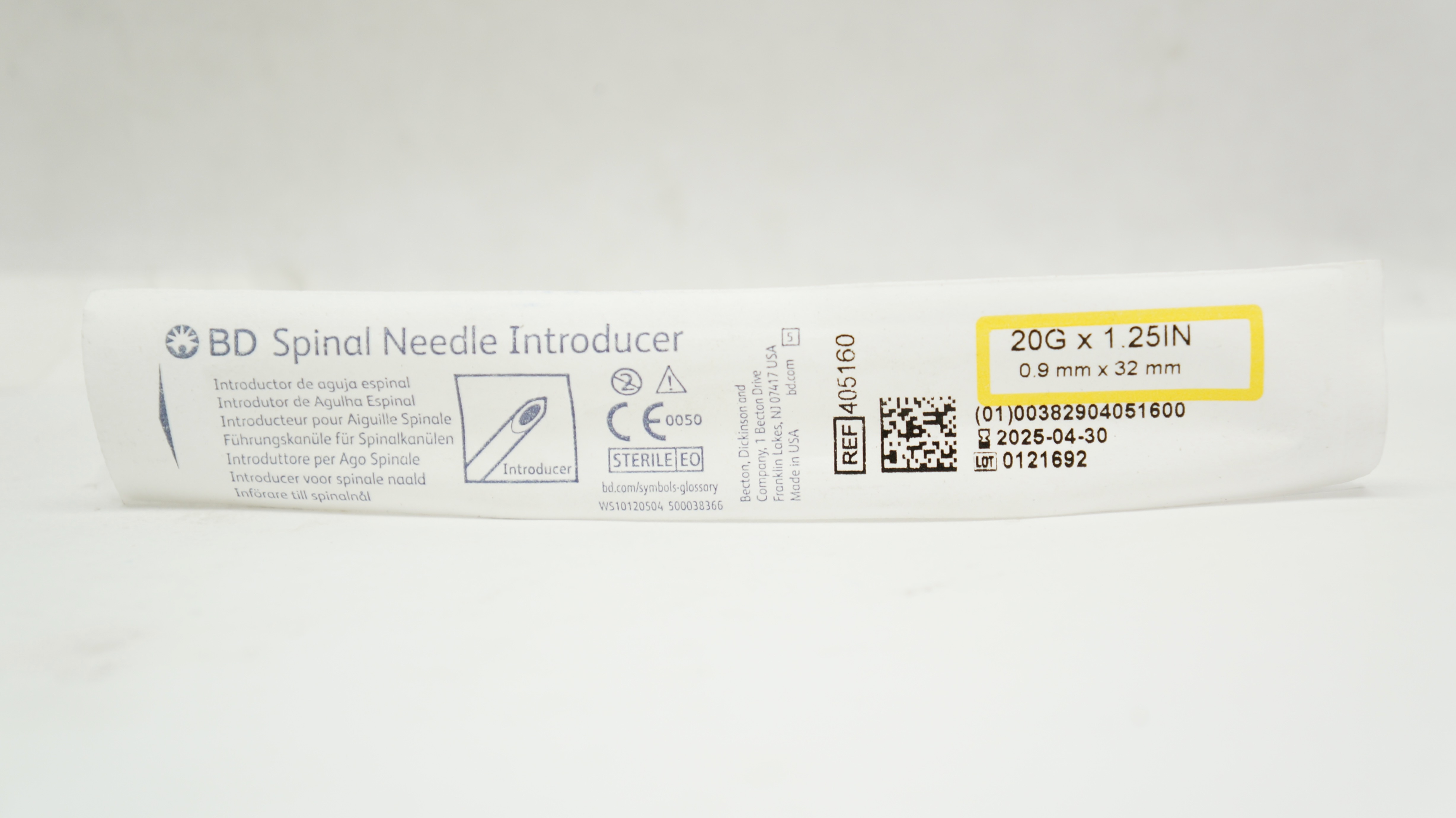 BD 405160 Spinal Ndle. Introducer 20GA x 1.25inch