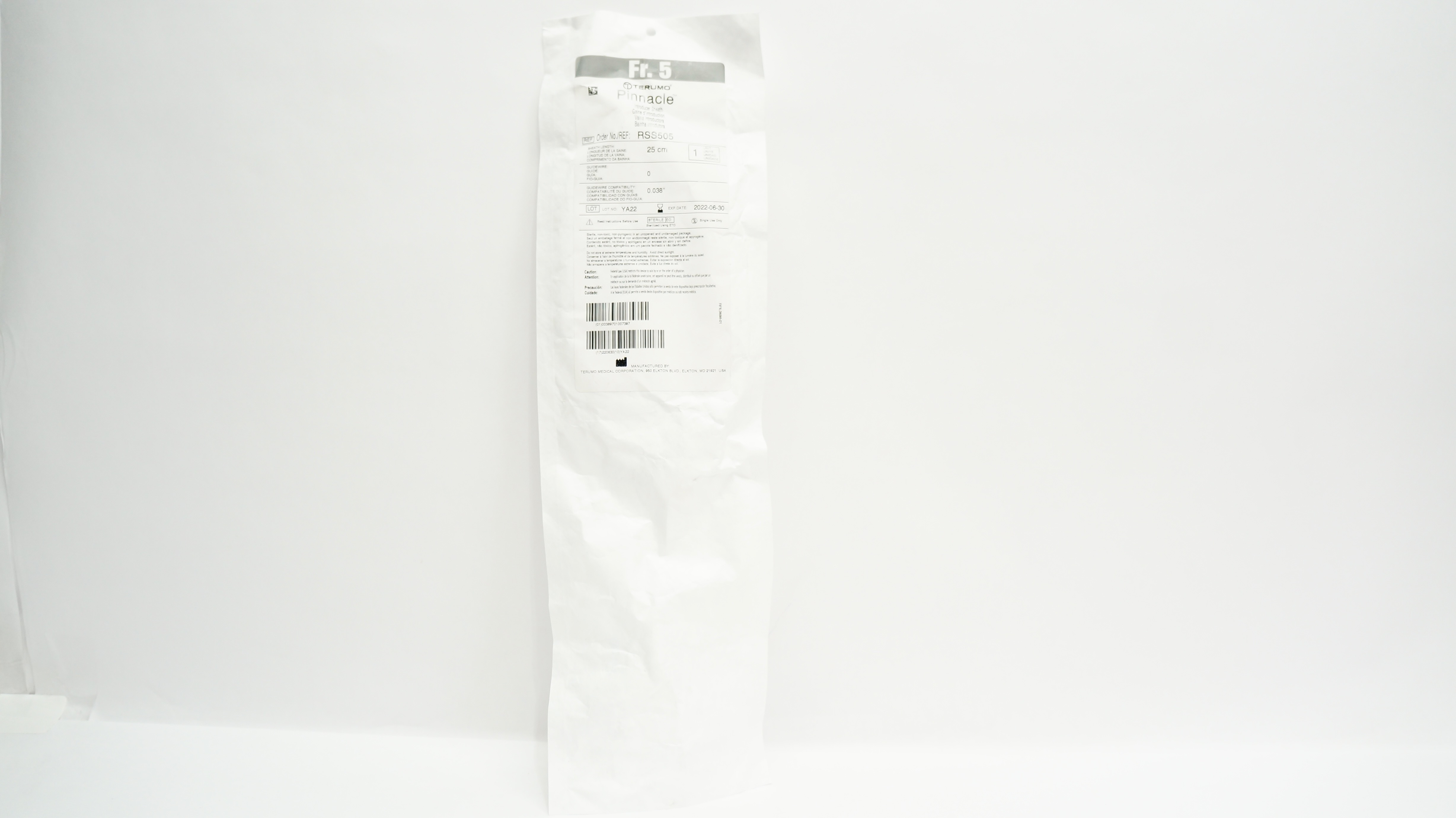 Terumo RSS505 Pinnacle Introducer Sheath 25cm x 0.038 inch (x)