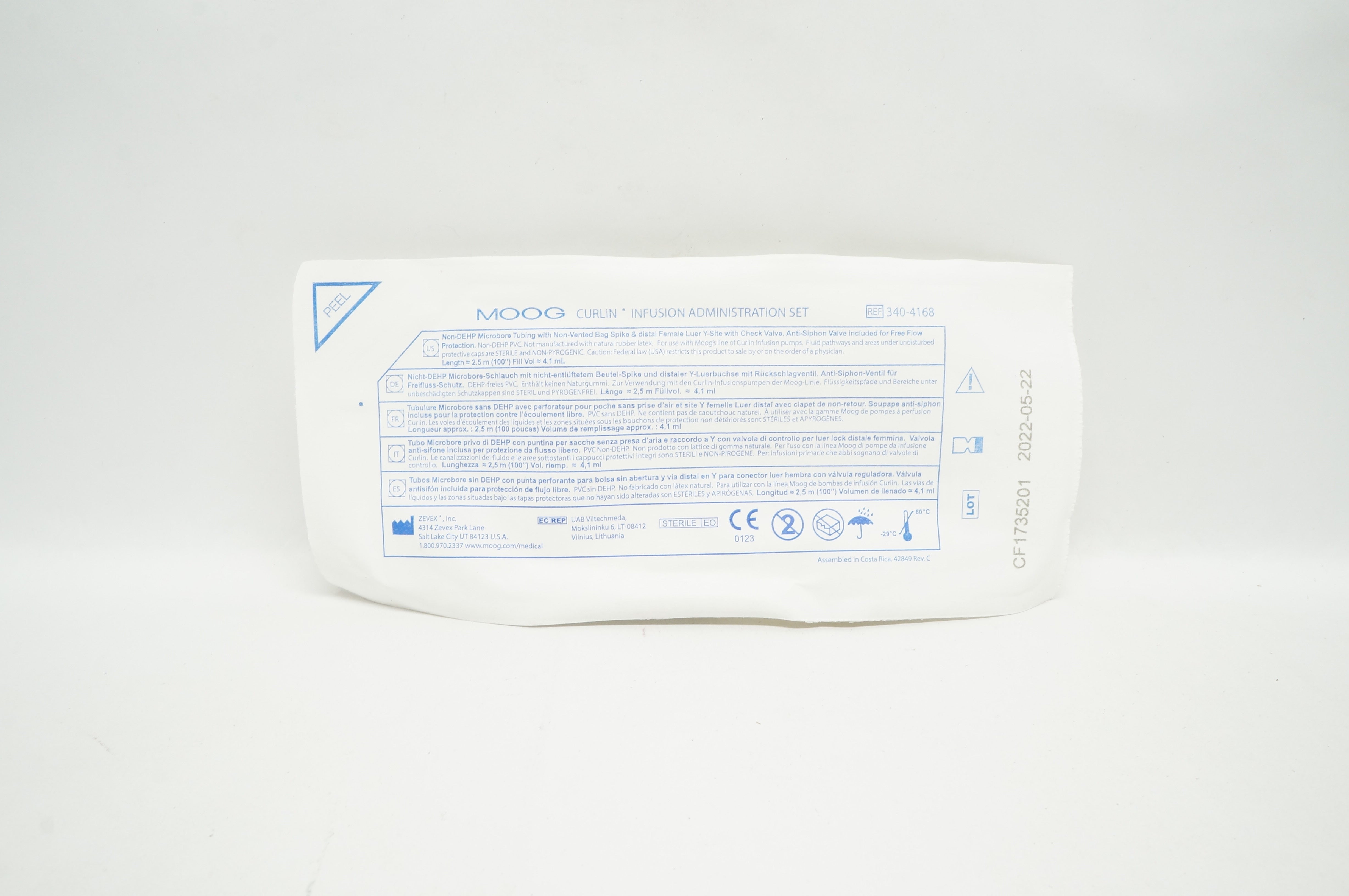 Zevex 340-4168 Moog Curlin Infusion Administration Set 100inch x 4.1mL (Approx.)