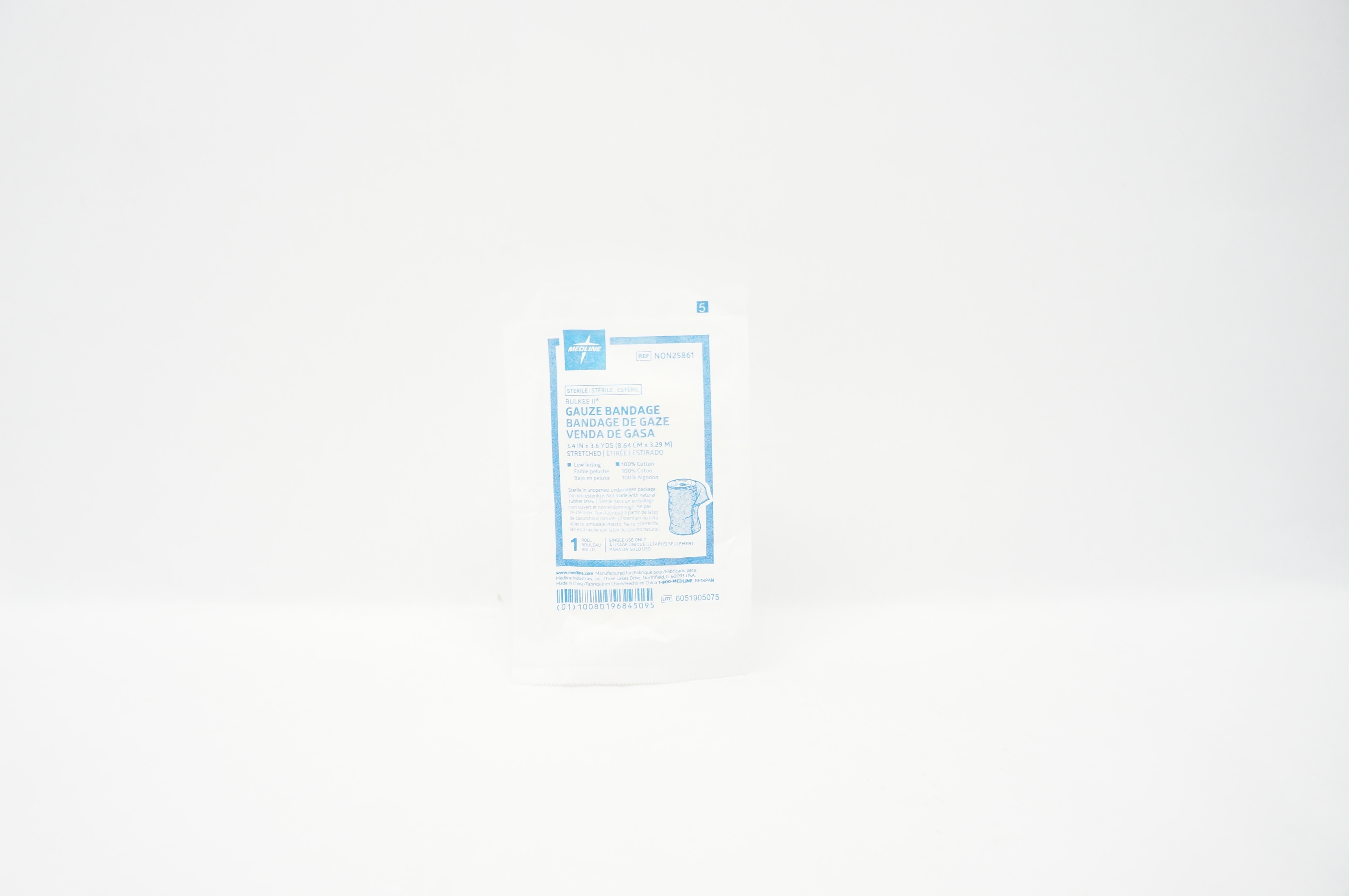 Medline NON25861 Bulkee II Gauze Bandage 6-Ply, 100% Cotton 3.4inch x 3.6yds