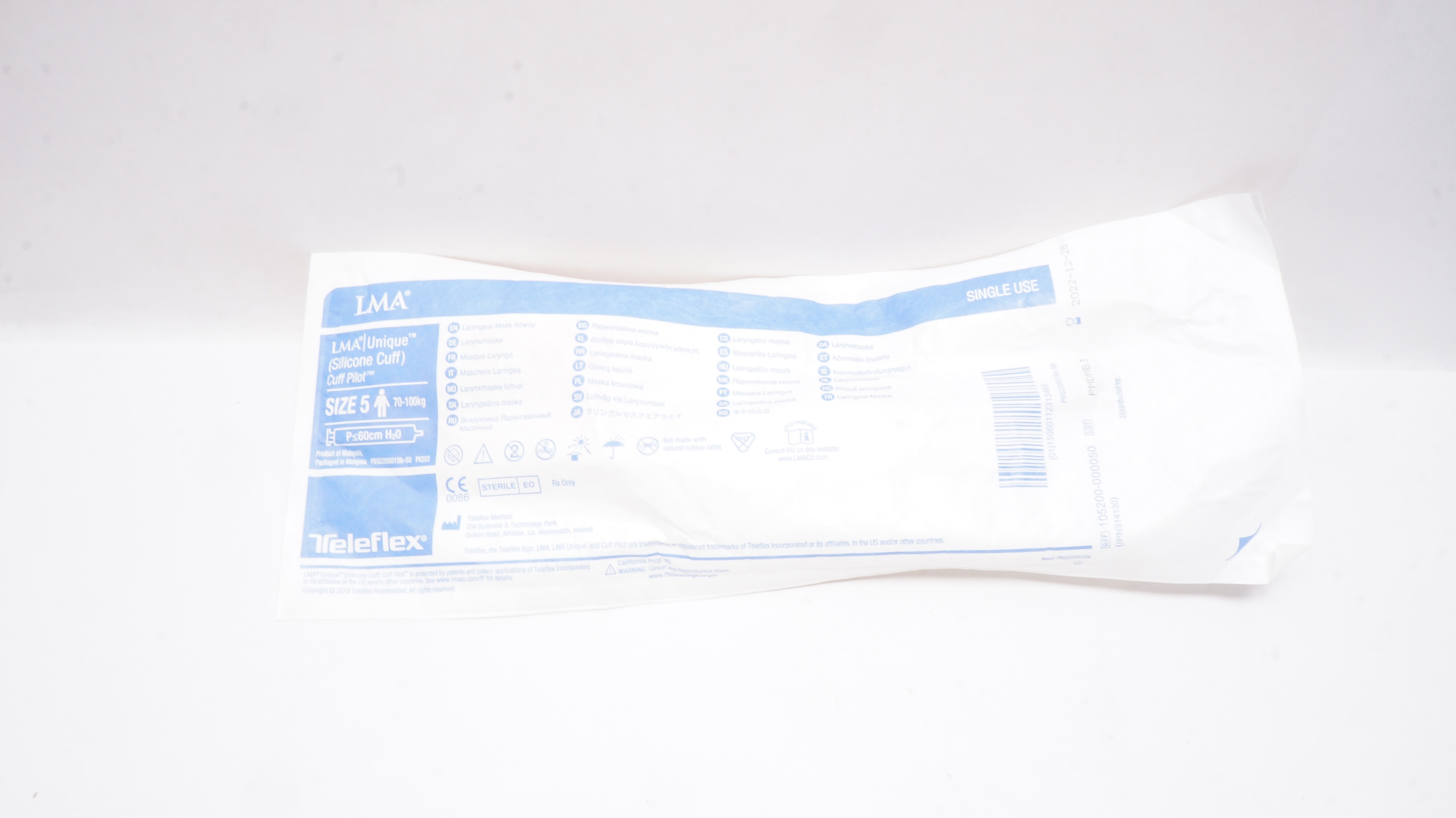 Teleflex 105200-000050 LMA Unique Laryngeal Mask Airway Size 5, 70-100kg (x)