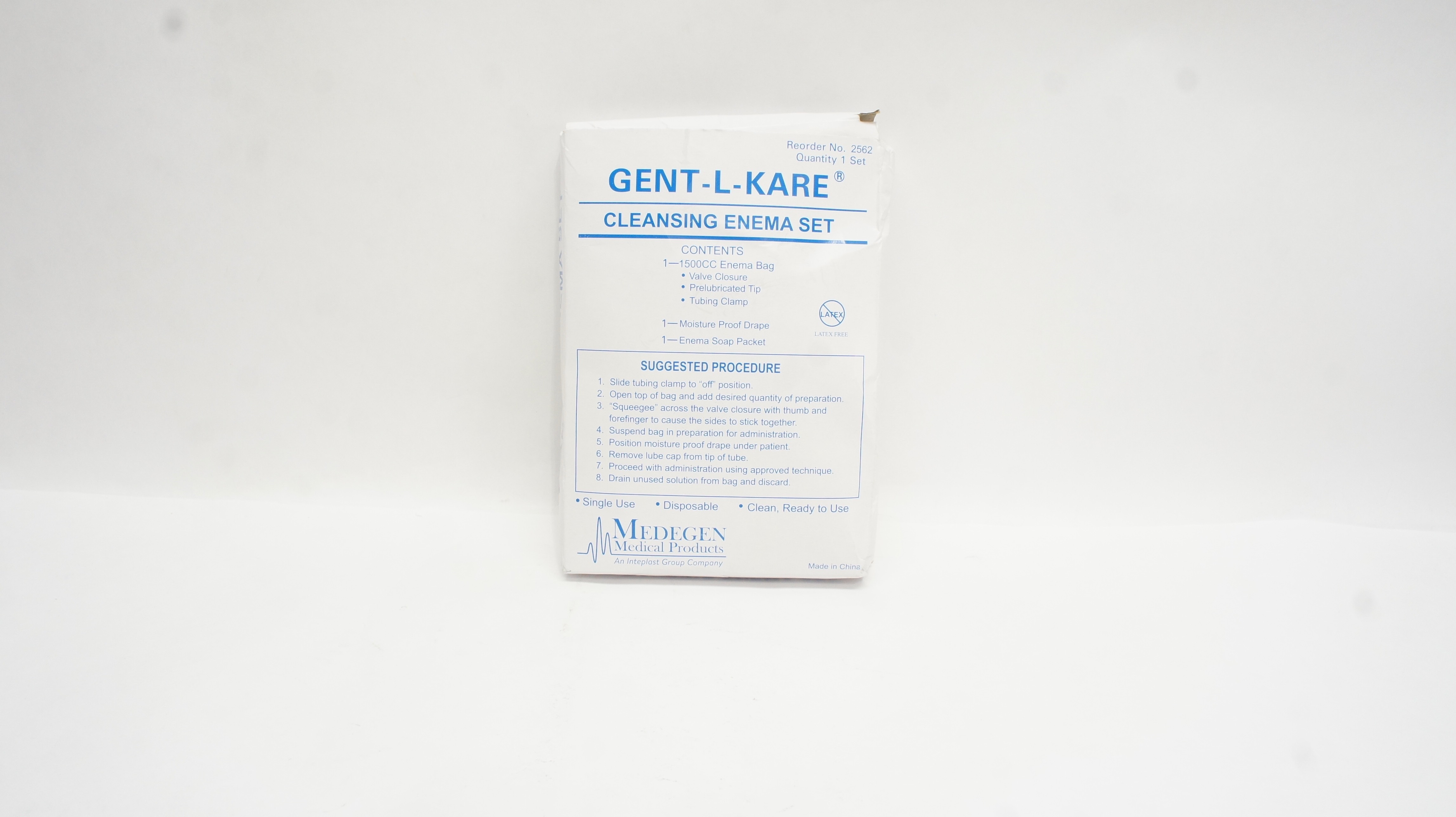 Medegen Medical 2562 GentLKare Cleansing Enema Set w/1500cc Enema Bag