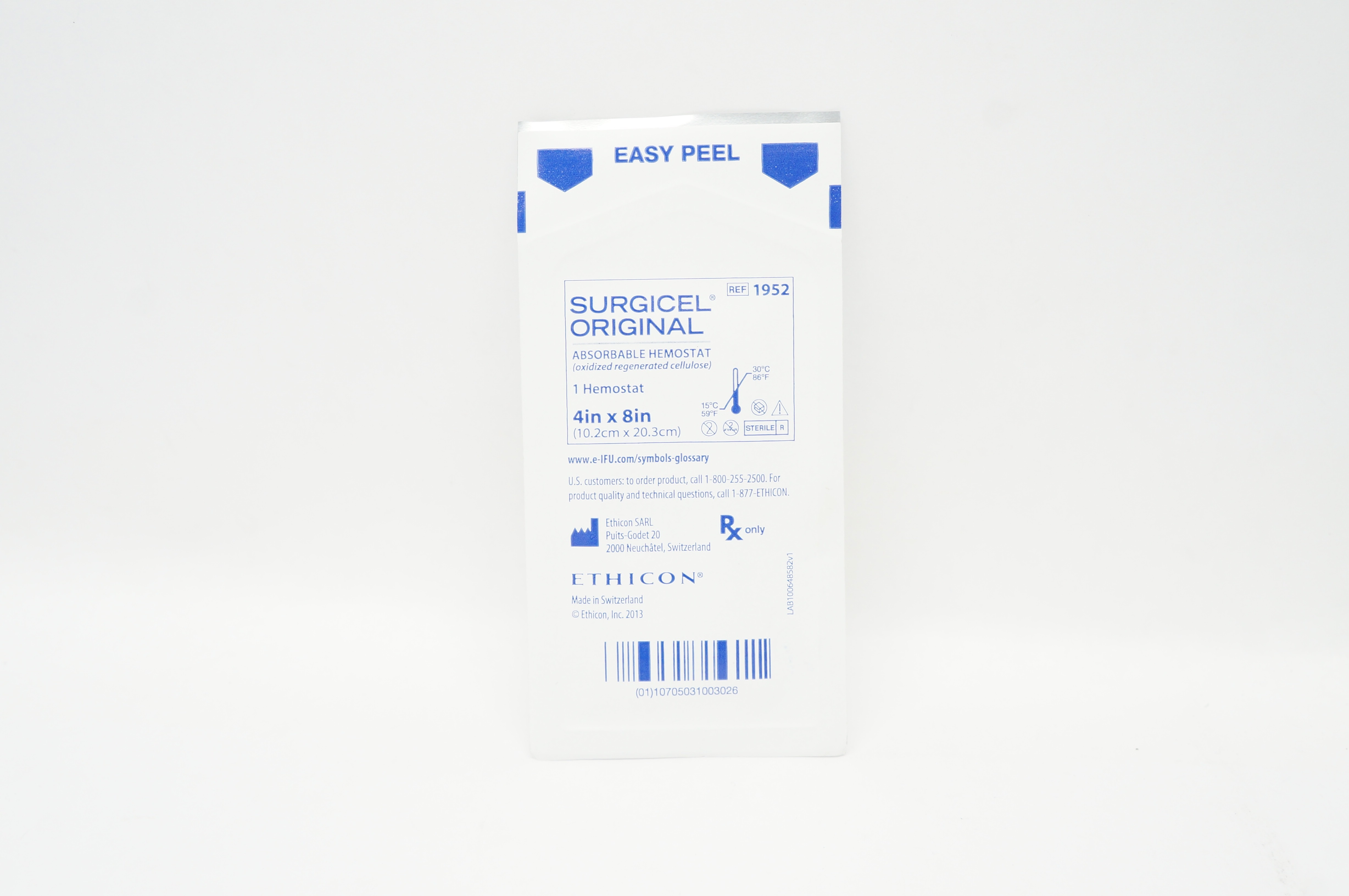 Ethicon 1952 Surgicel Original Absorbable Hemostat 4inch x 8inch