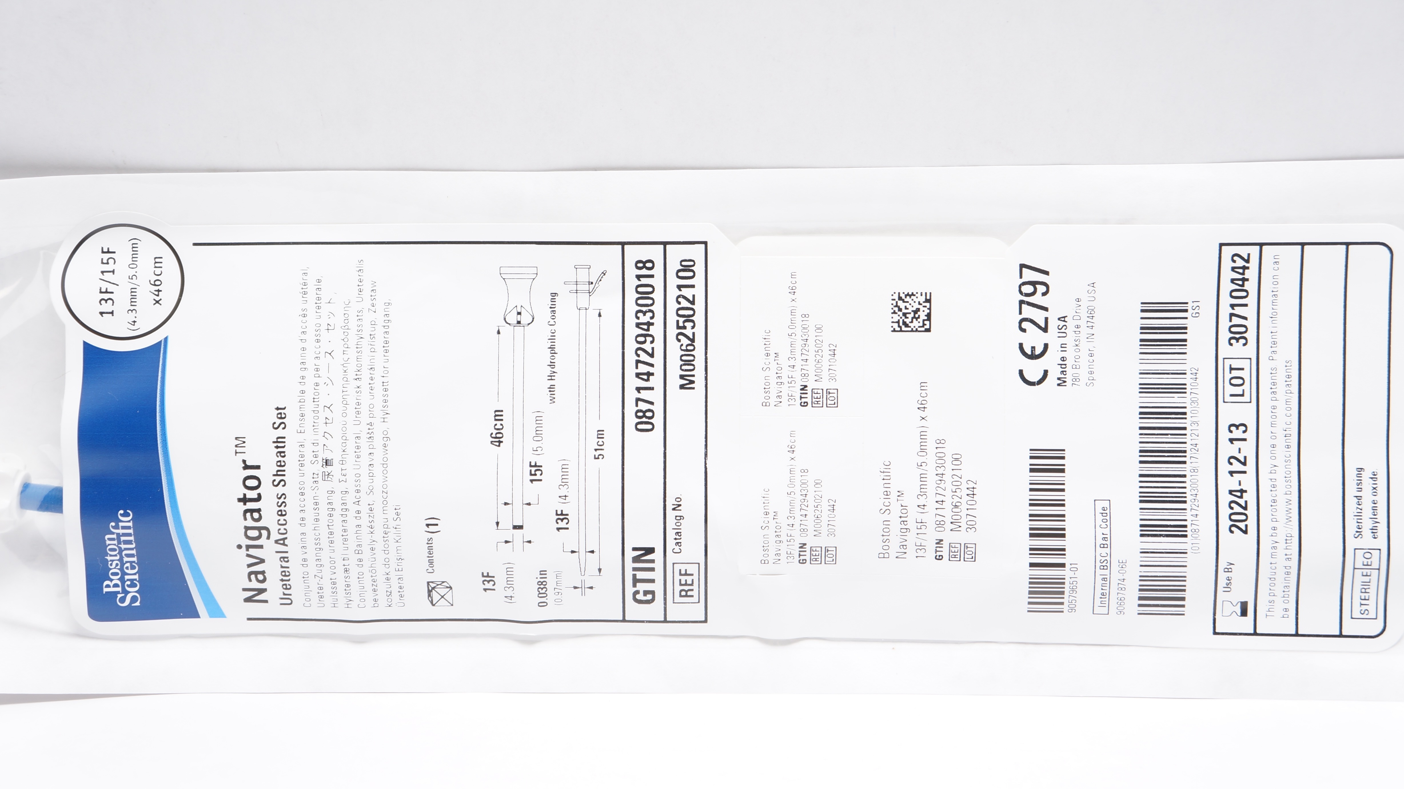 Boston Scientific M0062502100 Ureteral Access Sheath Set 13F/15F x