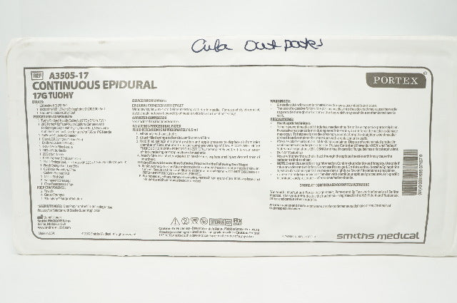 Smiths Medical A3505-17 Portex Continuous Epidural 17G Tuohy