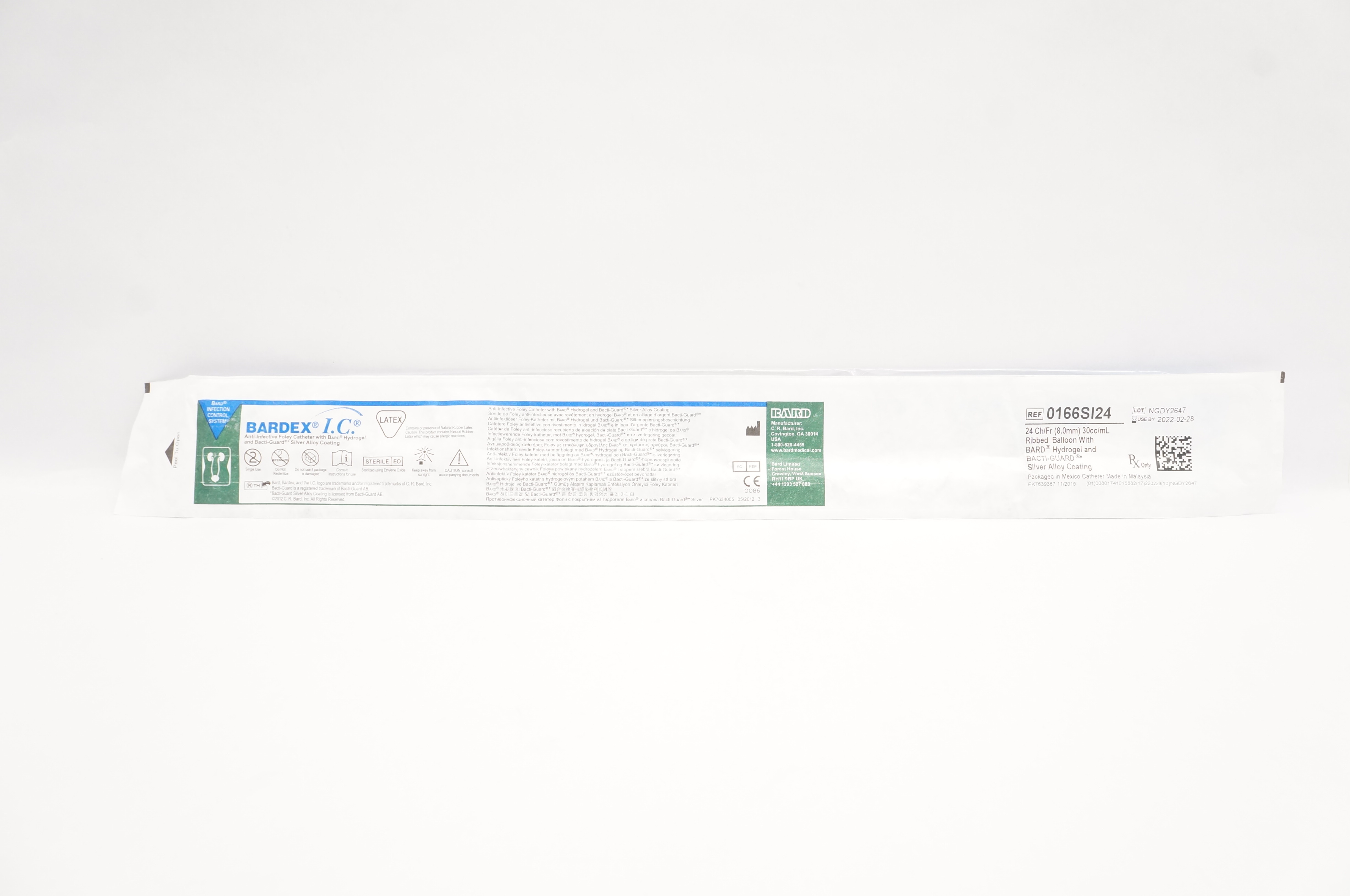 Bard 0166SI24 Bardex I.C. Anti-Infective Foley Cath. 24Ch/Fr x 30cc/mL (x)