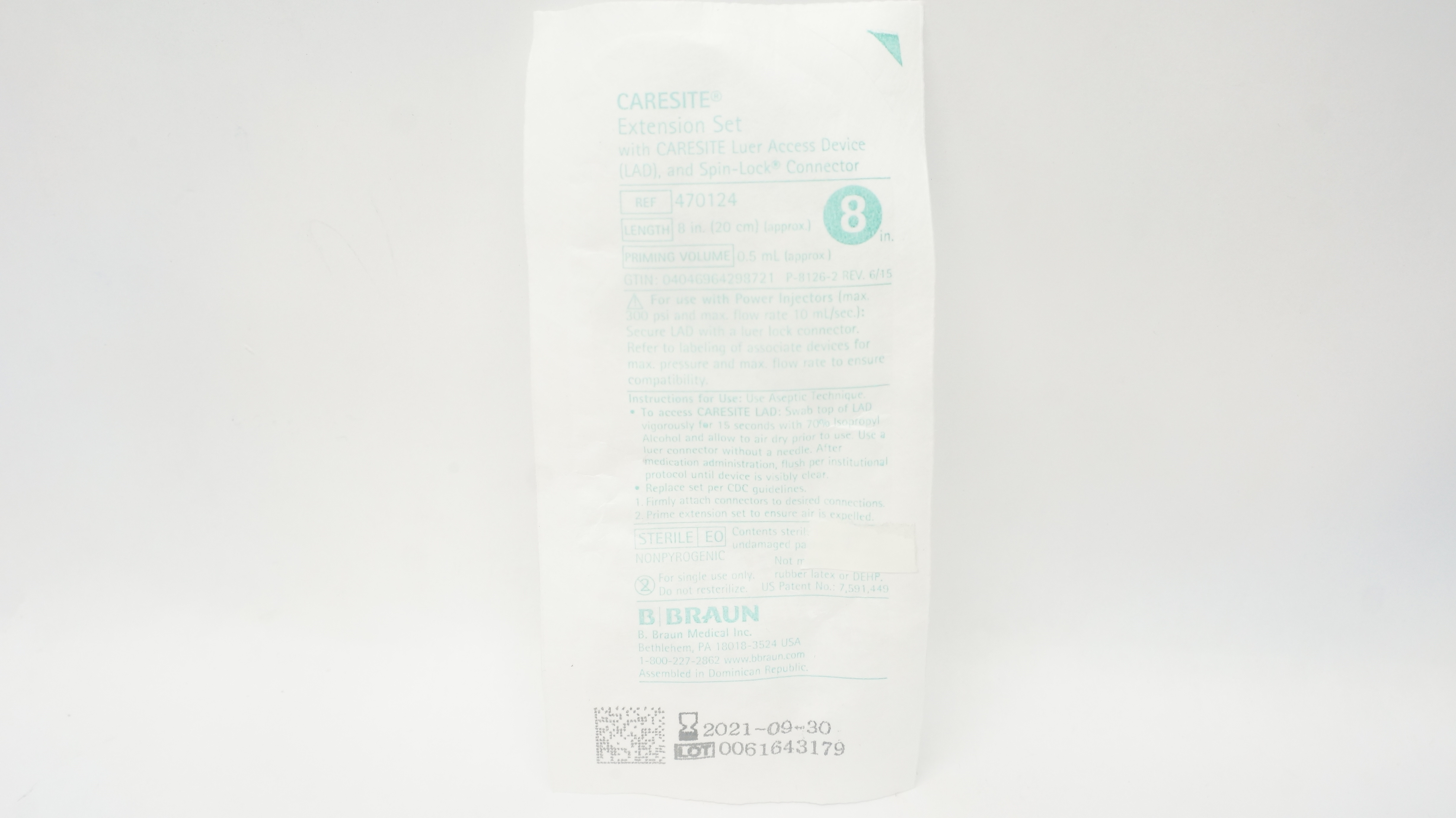 Braun 470124 Caresite Extension Set w/Access Device & Connector 8inch x 0.5ml(x)