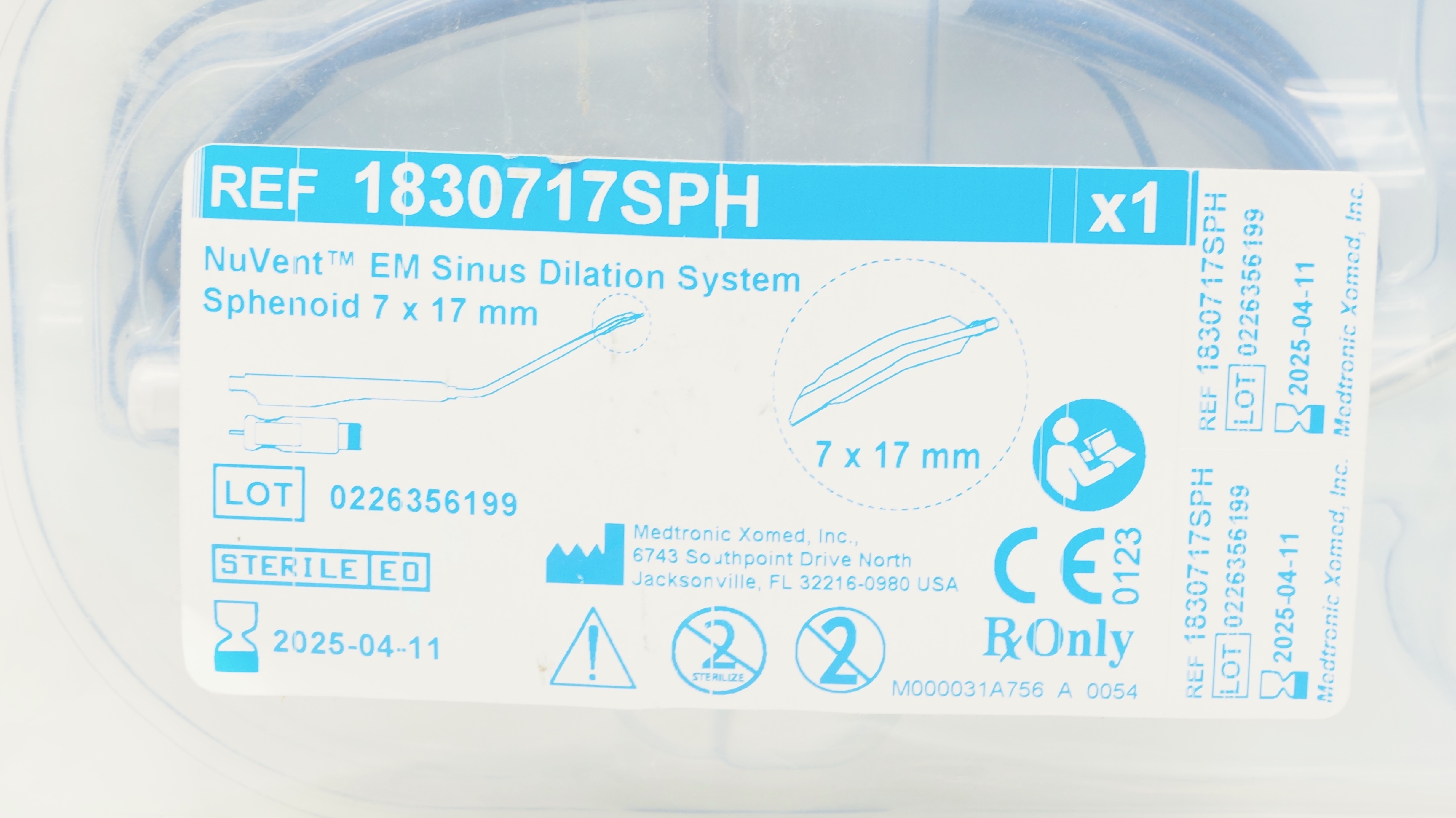 Medtronic 1830717SPH NuVent EM Sinus Dilation System Sphenoid 7 x 17mm