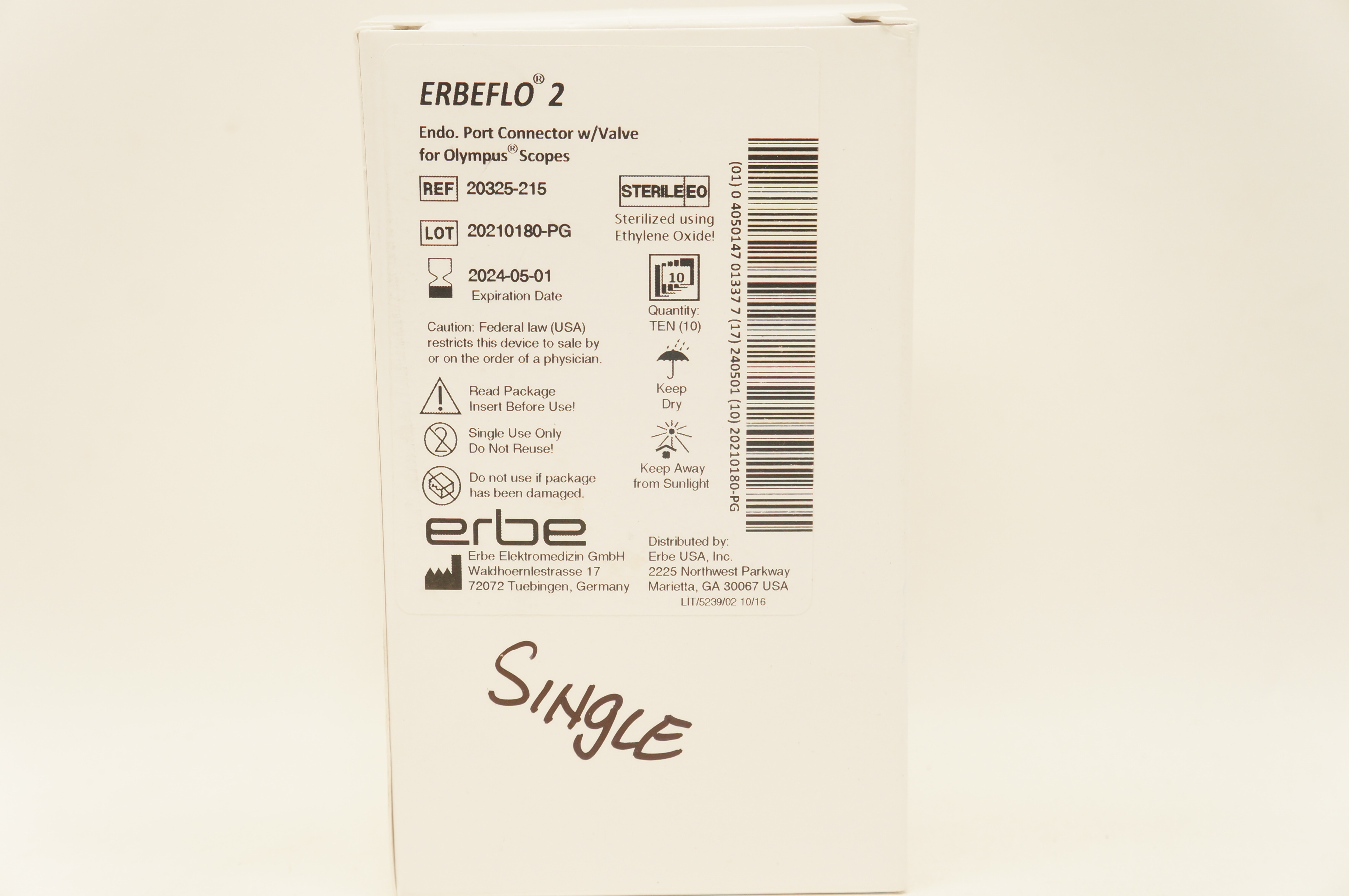 Erbe 20325-215 Endo Port Connector w/Valve for Olympus Scopes - Box of 10