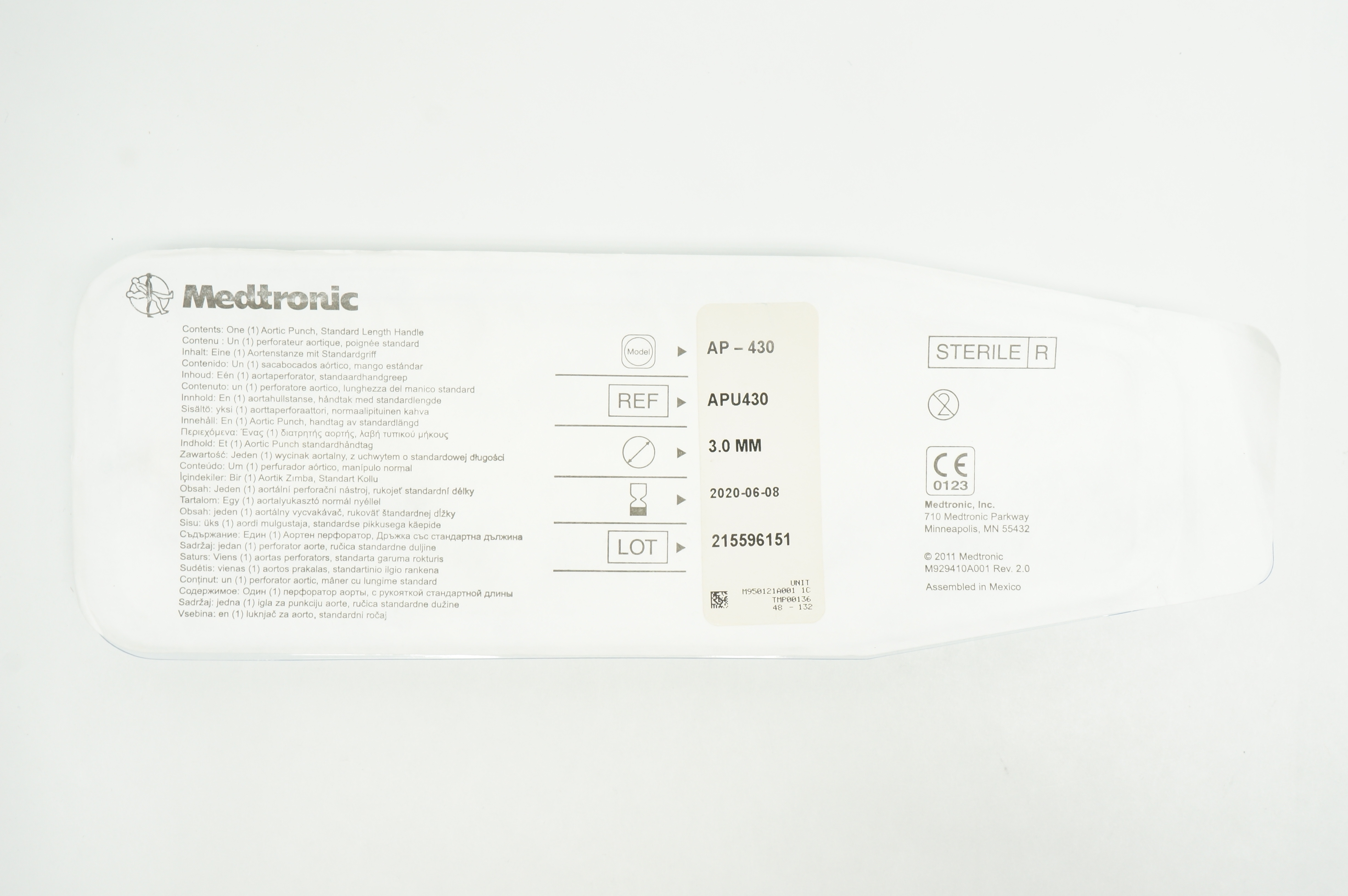 Medtronic APU430 Aortic Punch, Standard Length Handle 3.0mm (x)