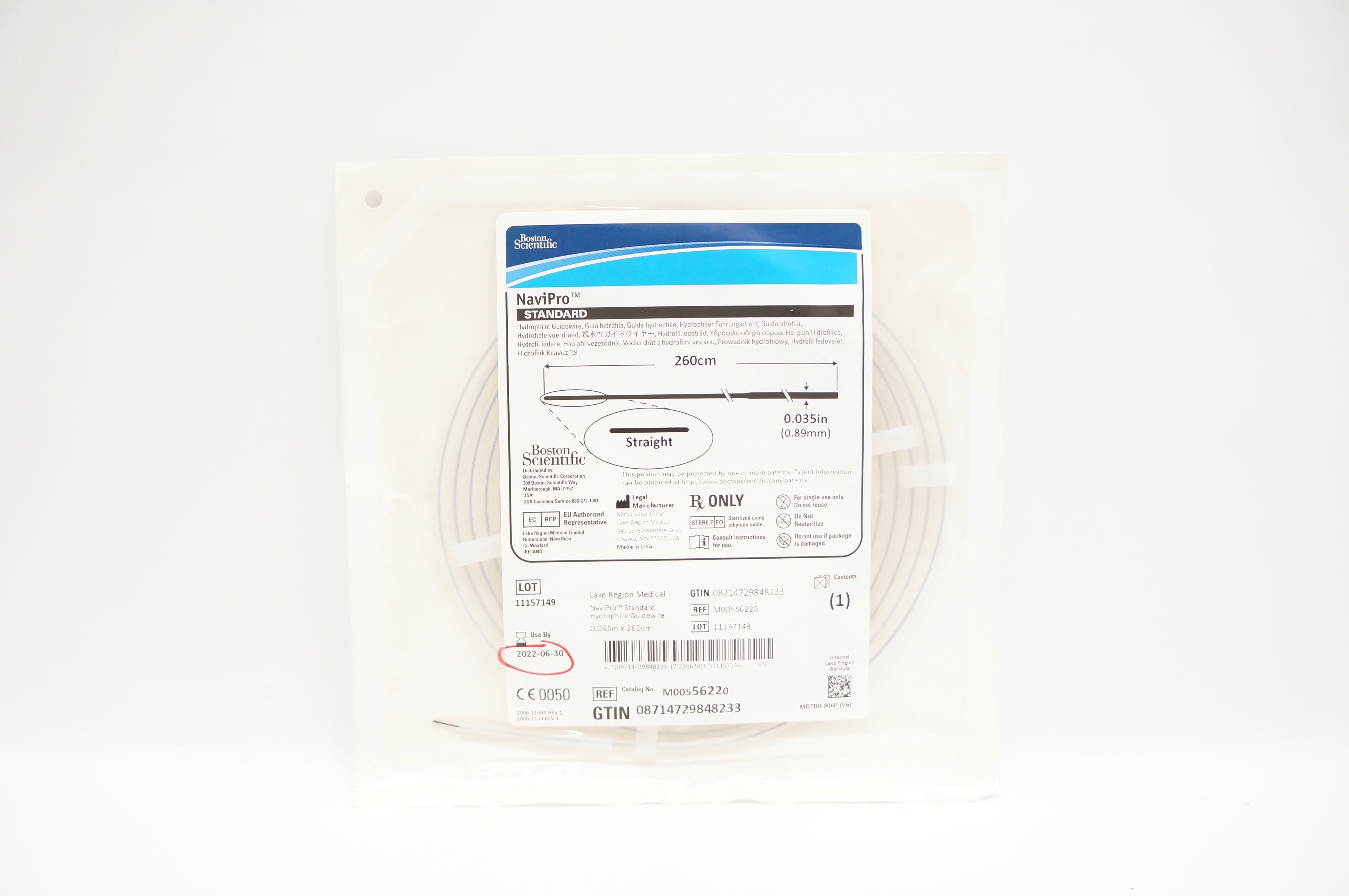 Boston Scientific 5622 NaviPro Standard,Straight 260cm x 0.035In (x)