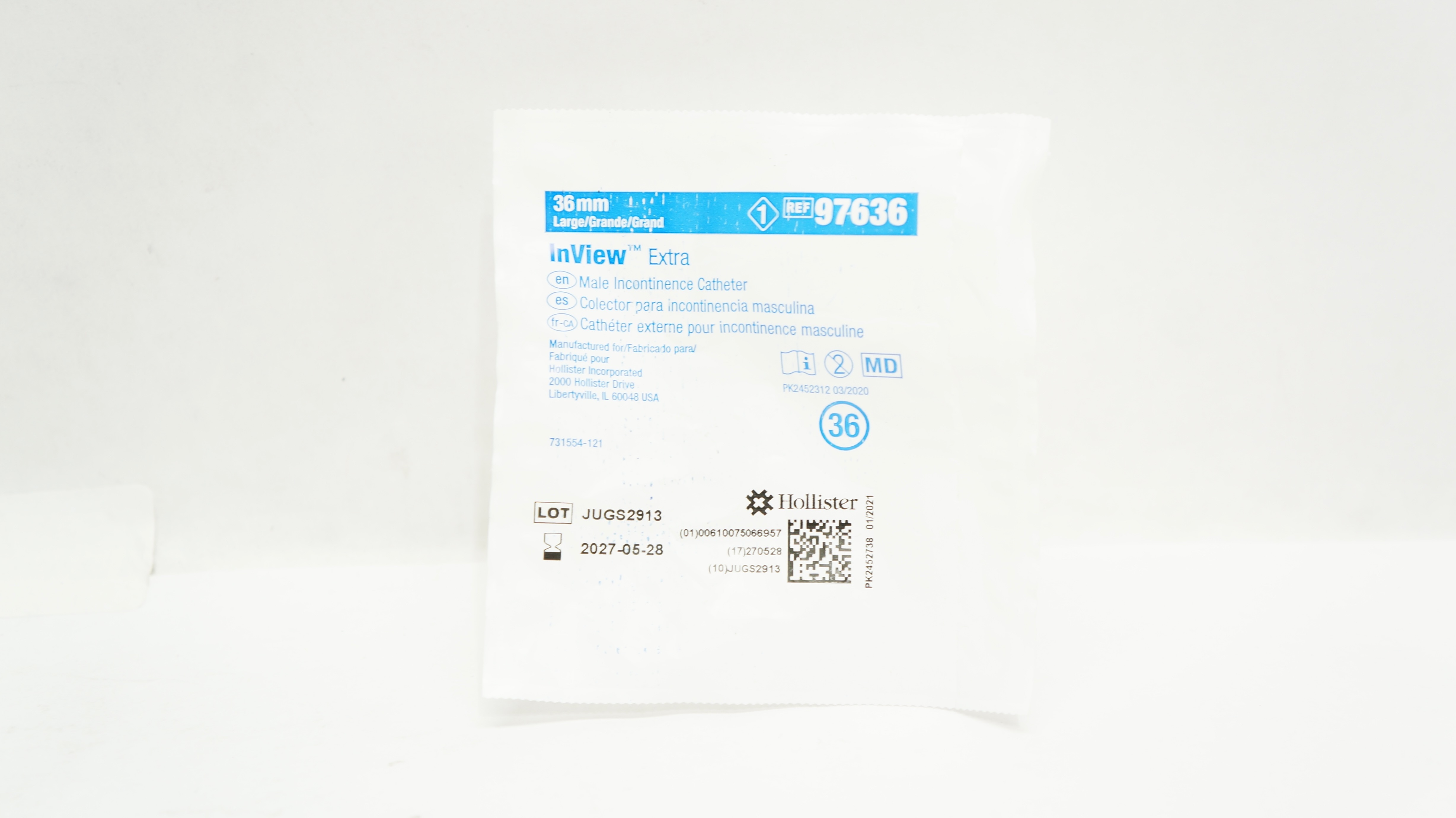 Hollister 97636 InView Extra Male Incontinence Cath. Large 36mm