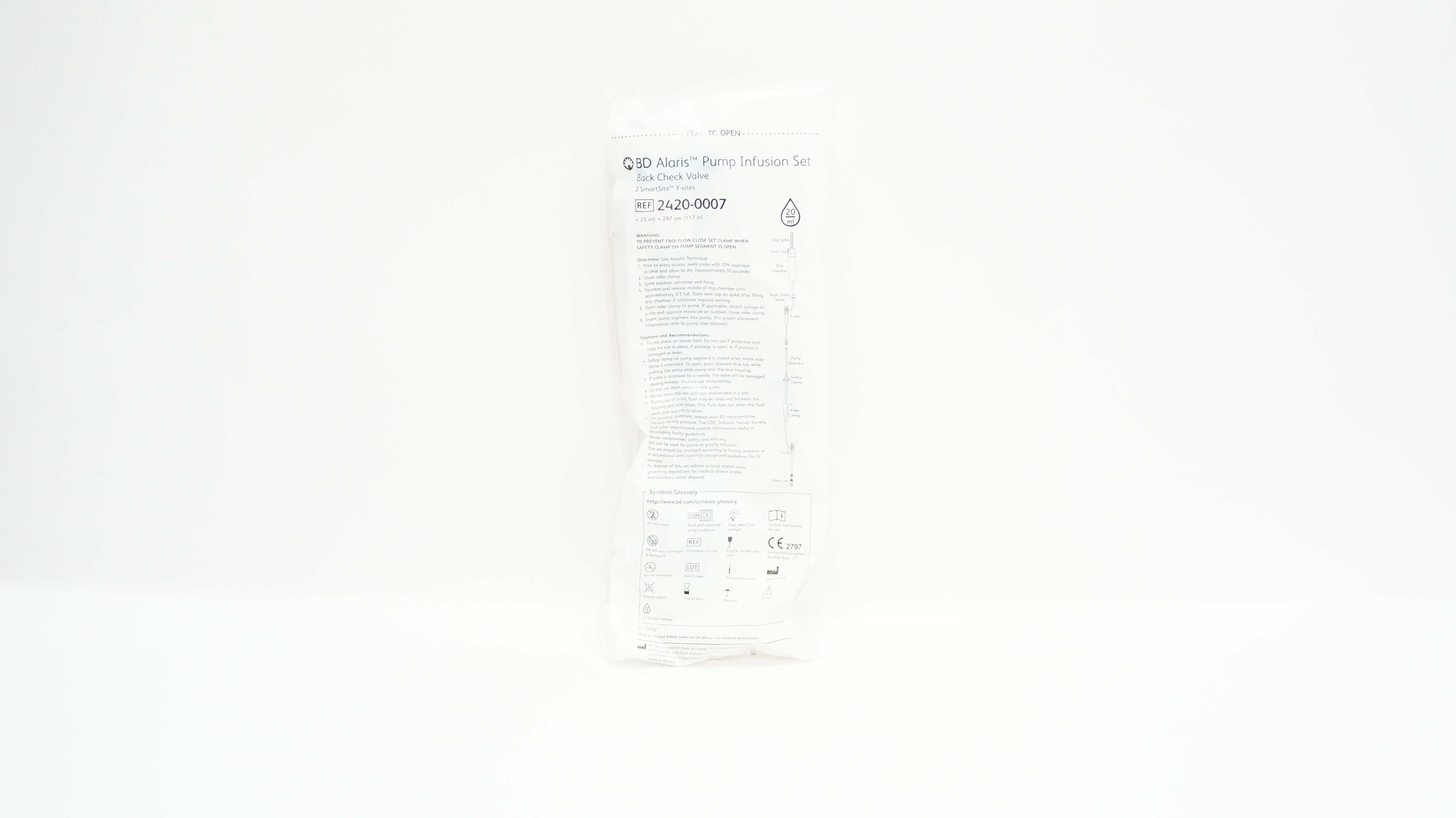 BD 2420-0007 Alaris Pump Infusion Set 117inch x 20mL 20Drops/ml (x)