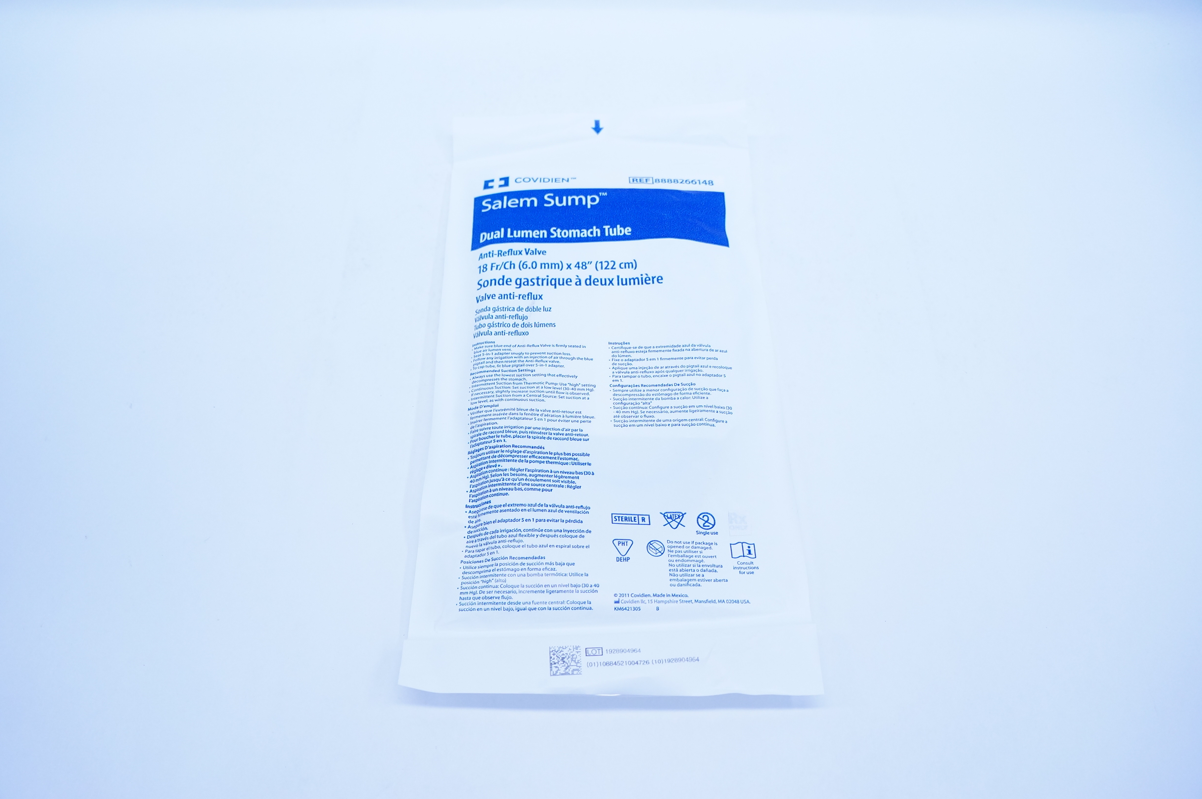 Covidien 8888266148 Salem Sump Dual Lumen Stomach Tube 18Fr. x 48inch