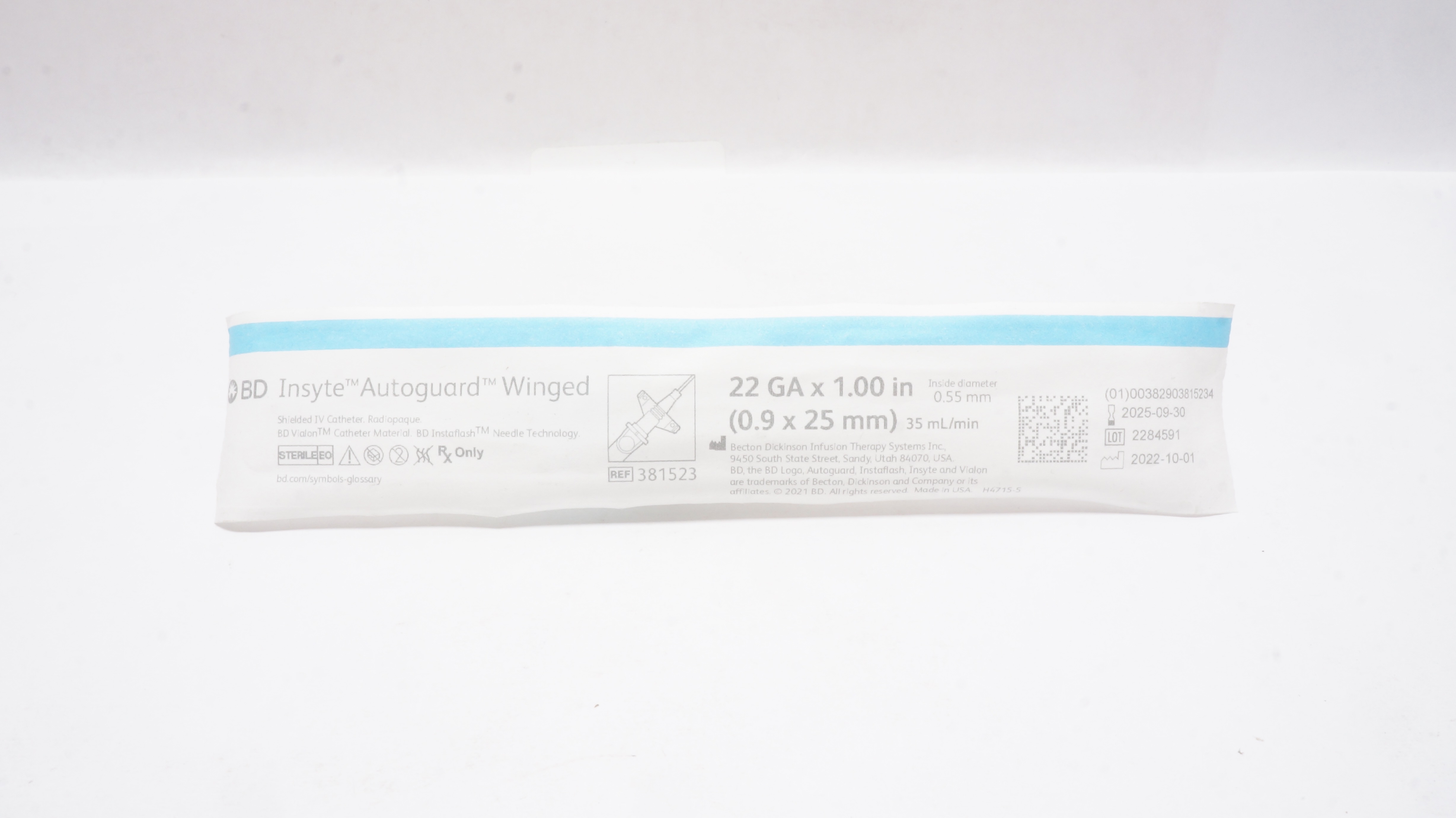 BD 381523 Insyte Autoguard Winged 22Ga 1.00In