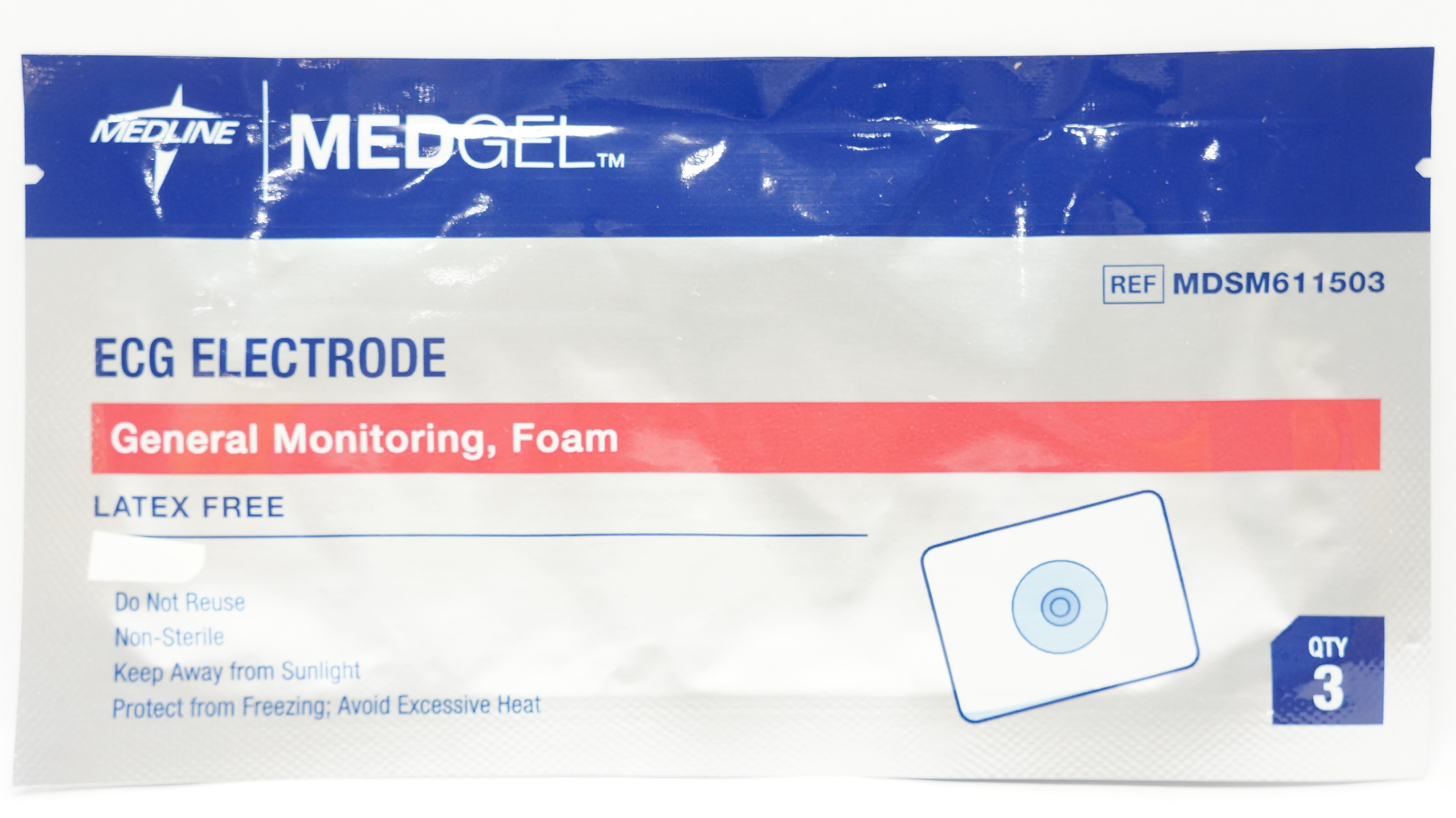 Medline MDSM611503 MedGel ECG Electrode General Monitoring Foam - Pack of 3