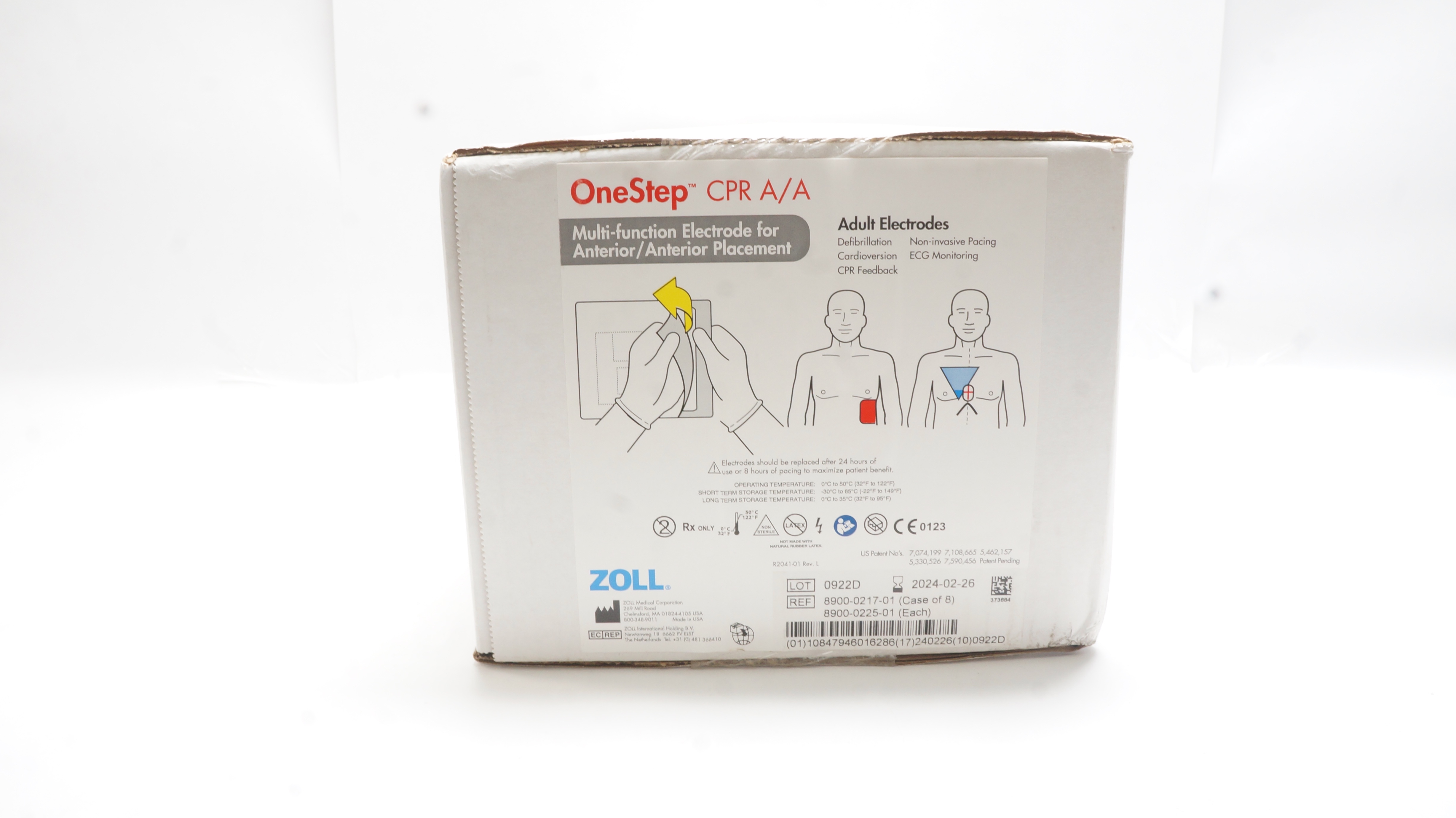 Zoll 8900-0217-01 OneStep CPR A/A Multi-Function Adult Electrode (x) - Case of 8