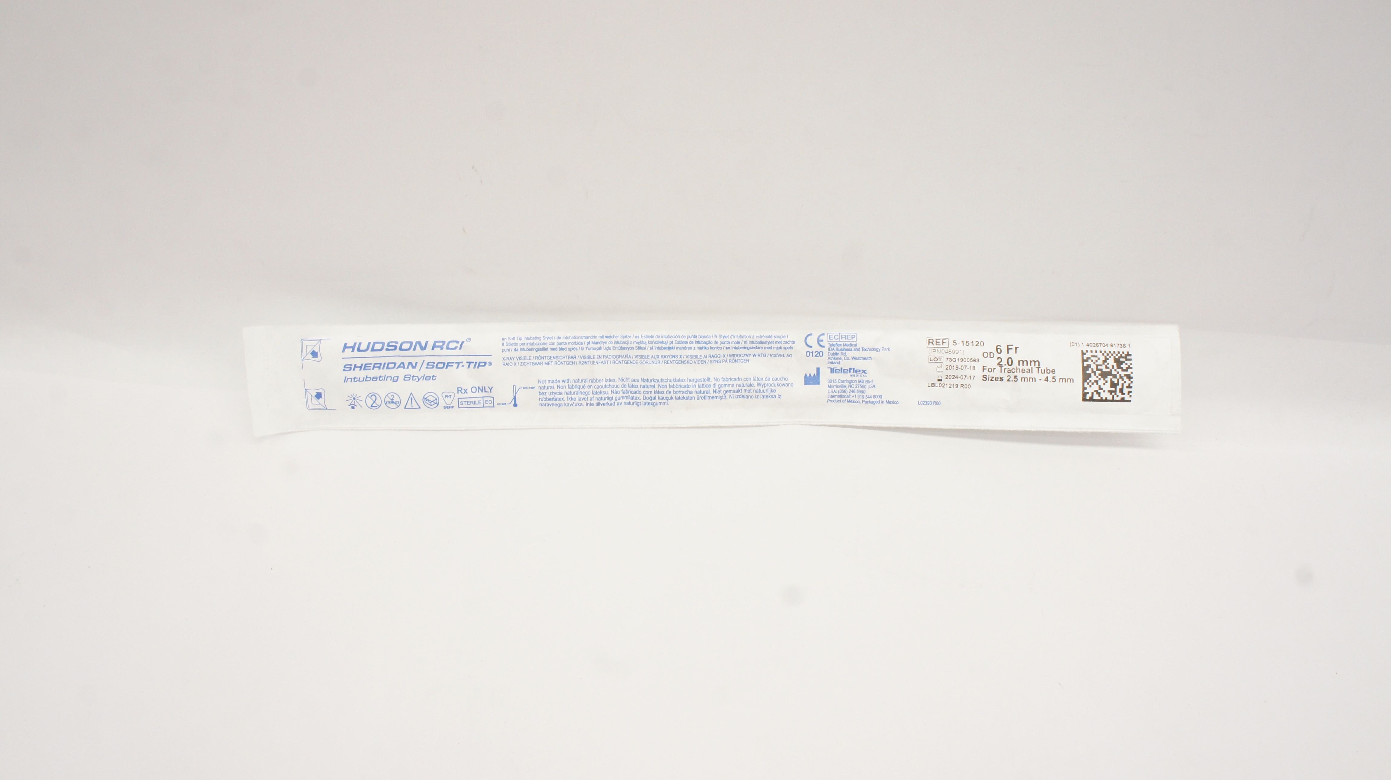 Teleflex 5-15120 Hudson RCI Sheridan/Soft-Tip Intubating Stylet 6Fr x 2.0mm