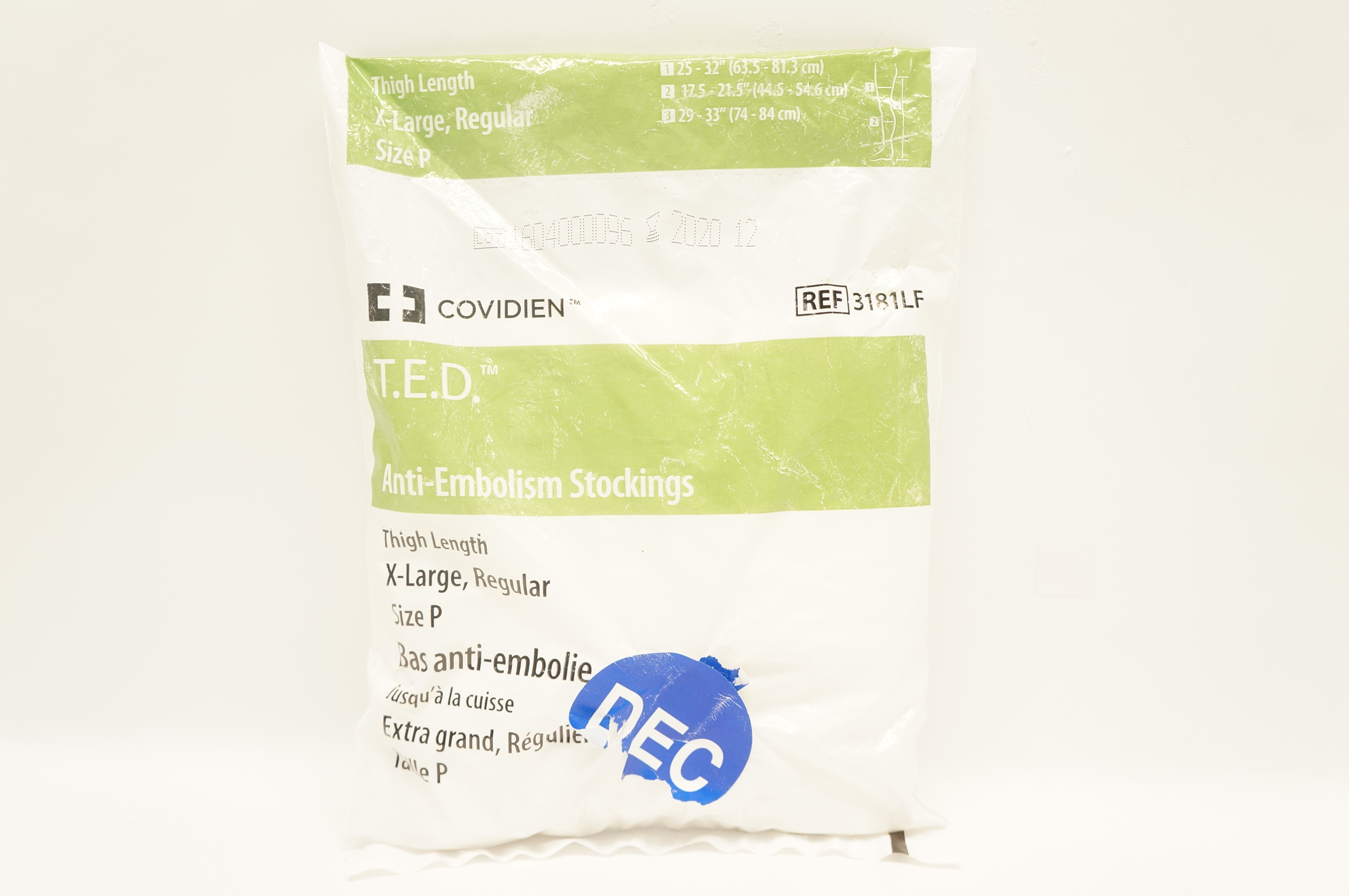 Covidien 3181LF T.E.D. Anti-Embolism Stockings Thigh Length X-Large Size P (x)