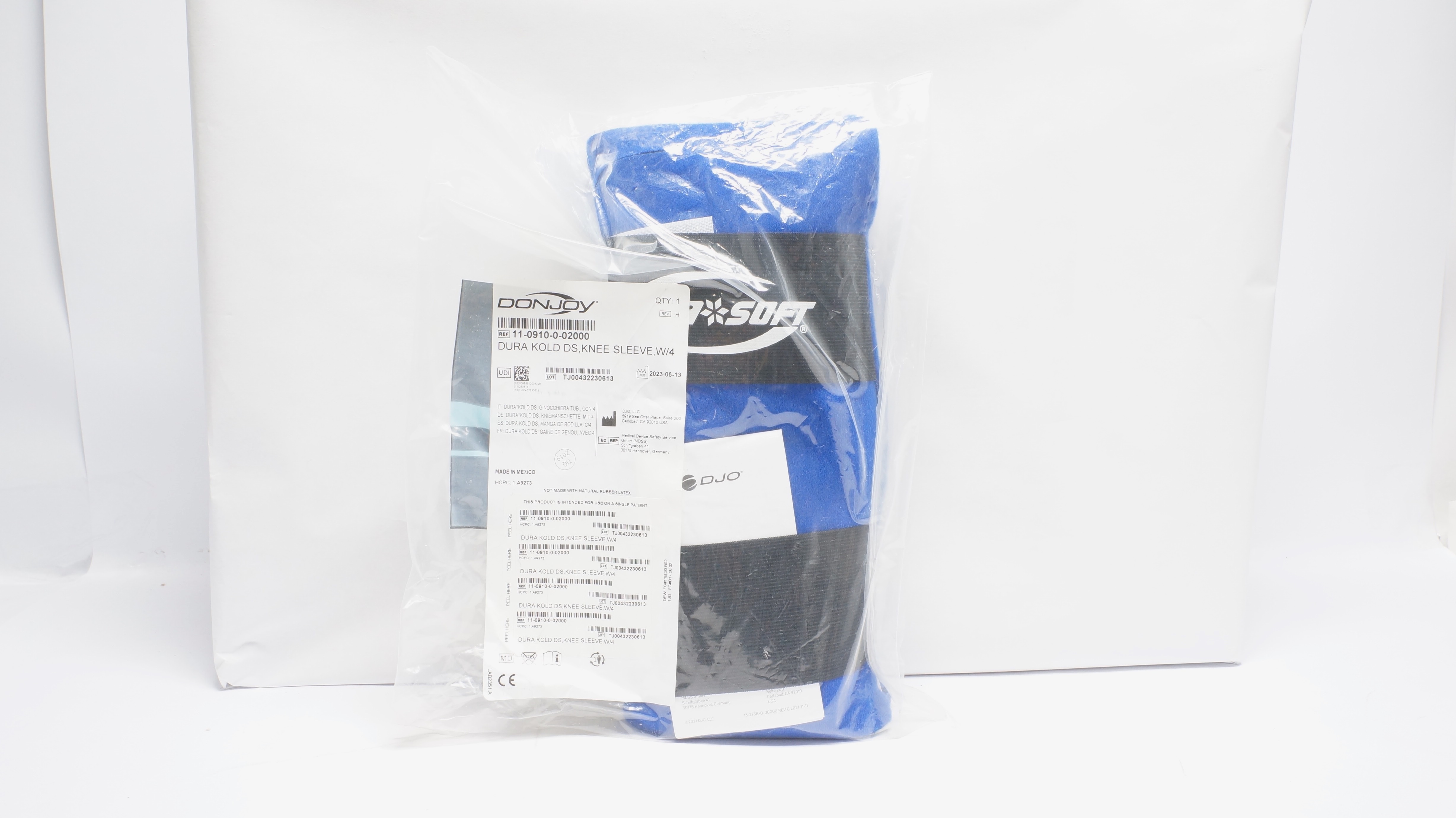 DJO 11-0910-0-02000 DURA KOLD DS, KNEE SLEEVE, w/4  Ice Inserts