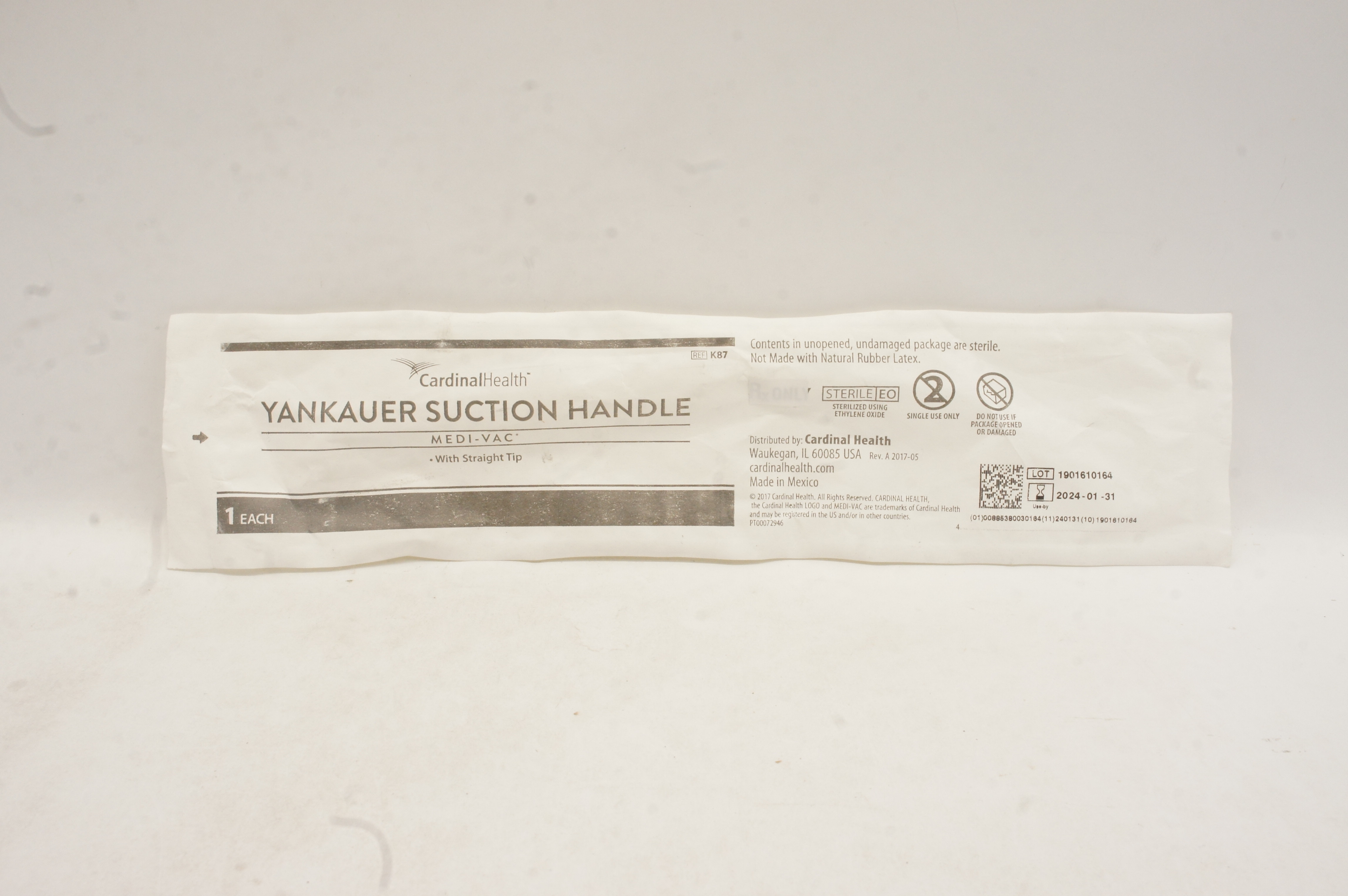 Cardinal Health K87 Medi-Vac Yankauer Suction Handle with Straight Tip