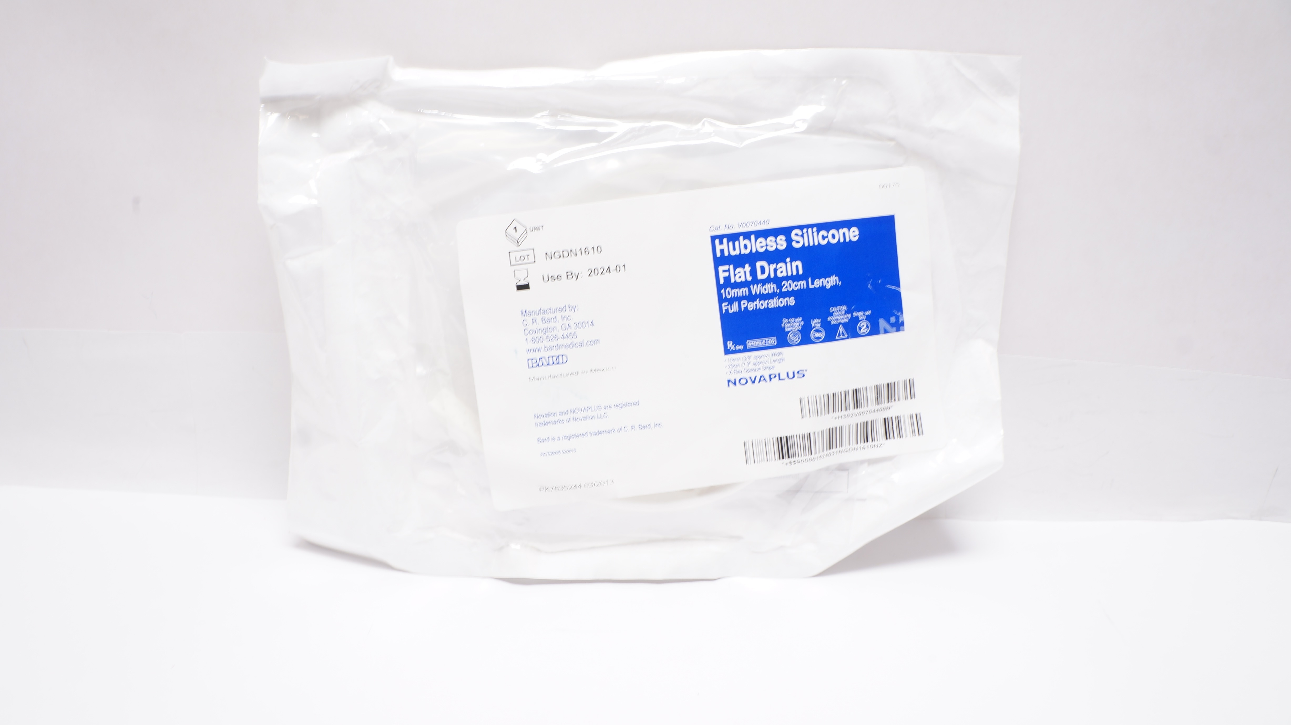 Bard V0070440 Novaplus Hubless Silicone Flat Drain 3/8inch x 7.9inch (approx.)