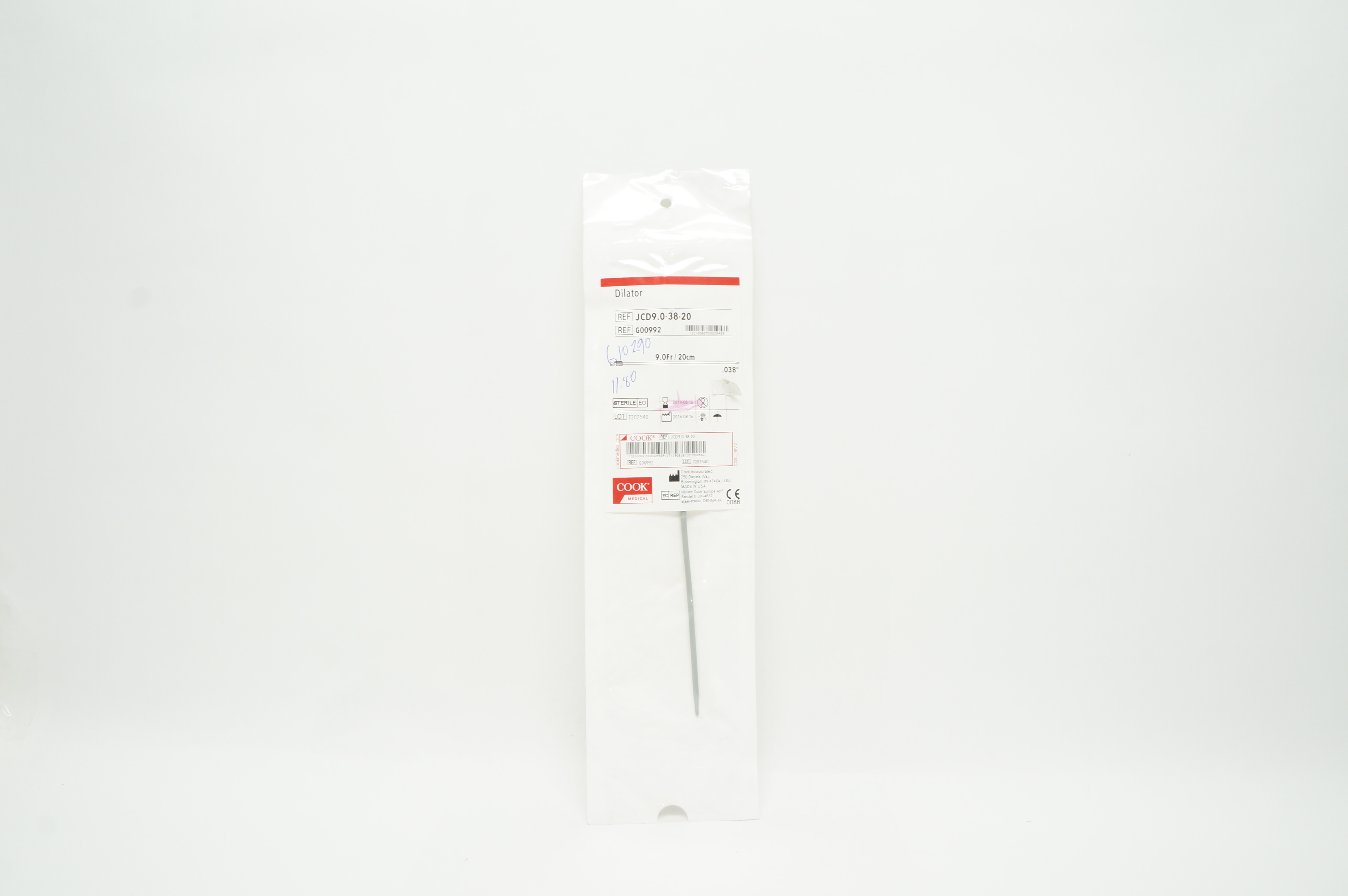 Cook Medical G00992 Dilator 9.0Fr / 20cm x .038inch (x)