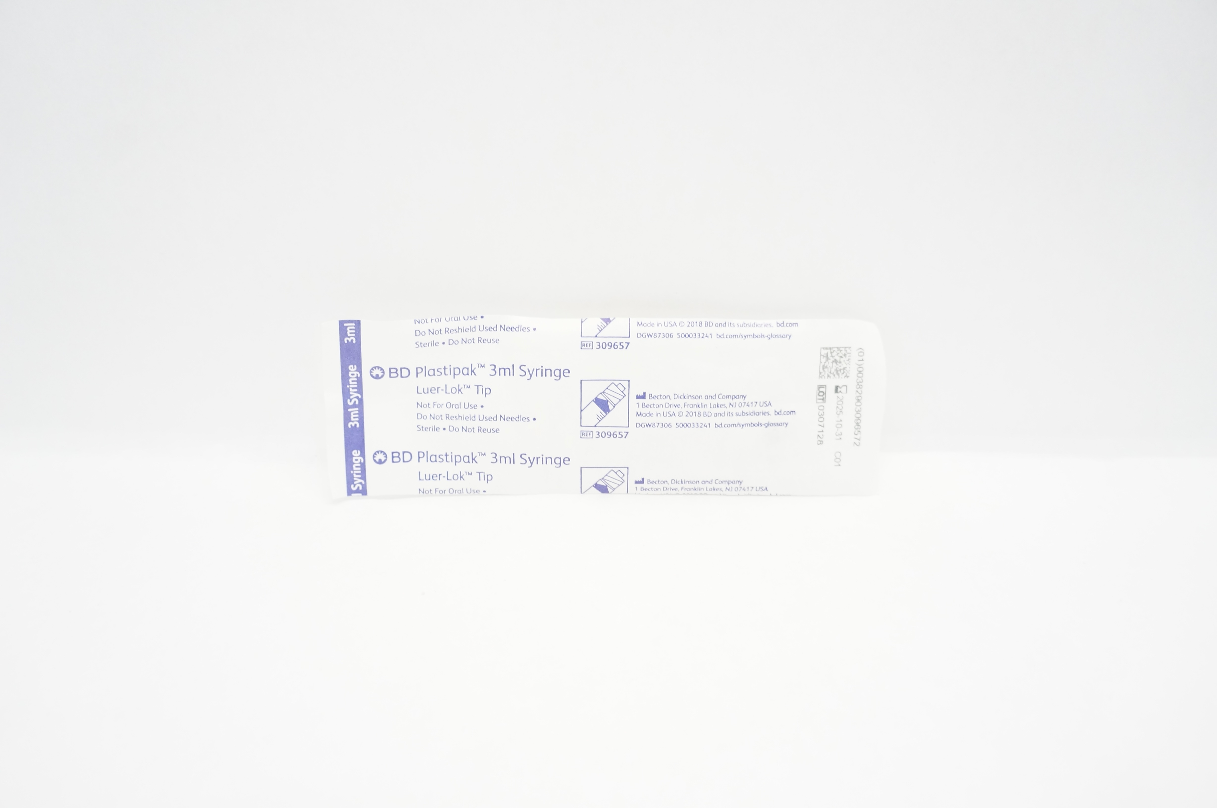 BD 309657 Luer-Lok Tip Syringe 3mL