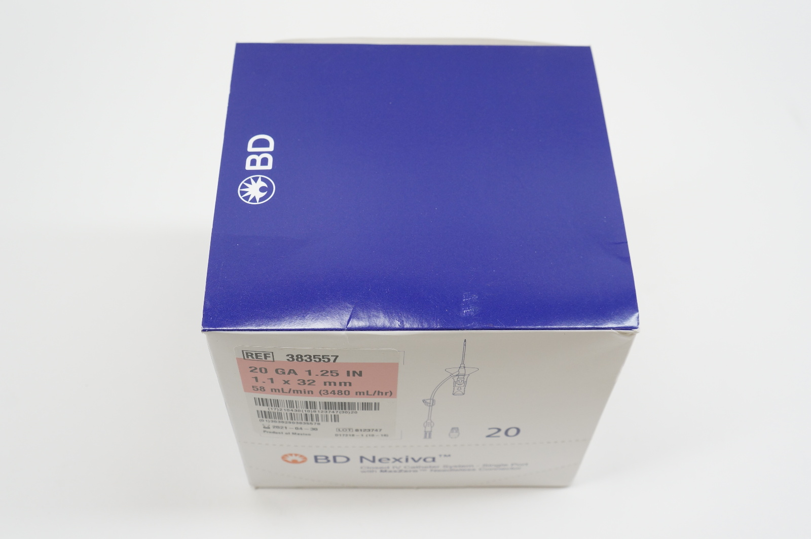 BD 383557 Nexiva Closed IV Cath. System 20Ga x 1.25inch - Box of 20