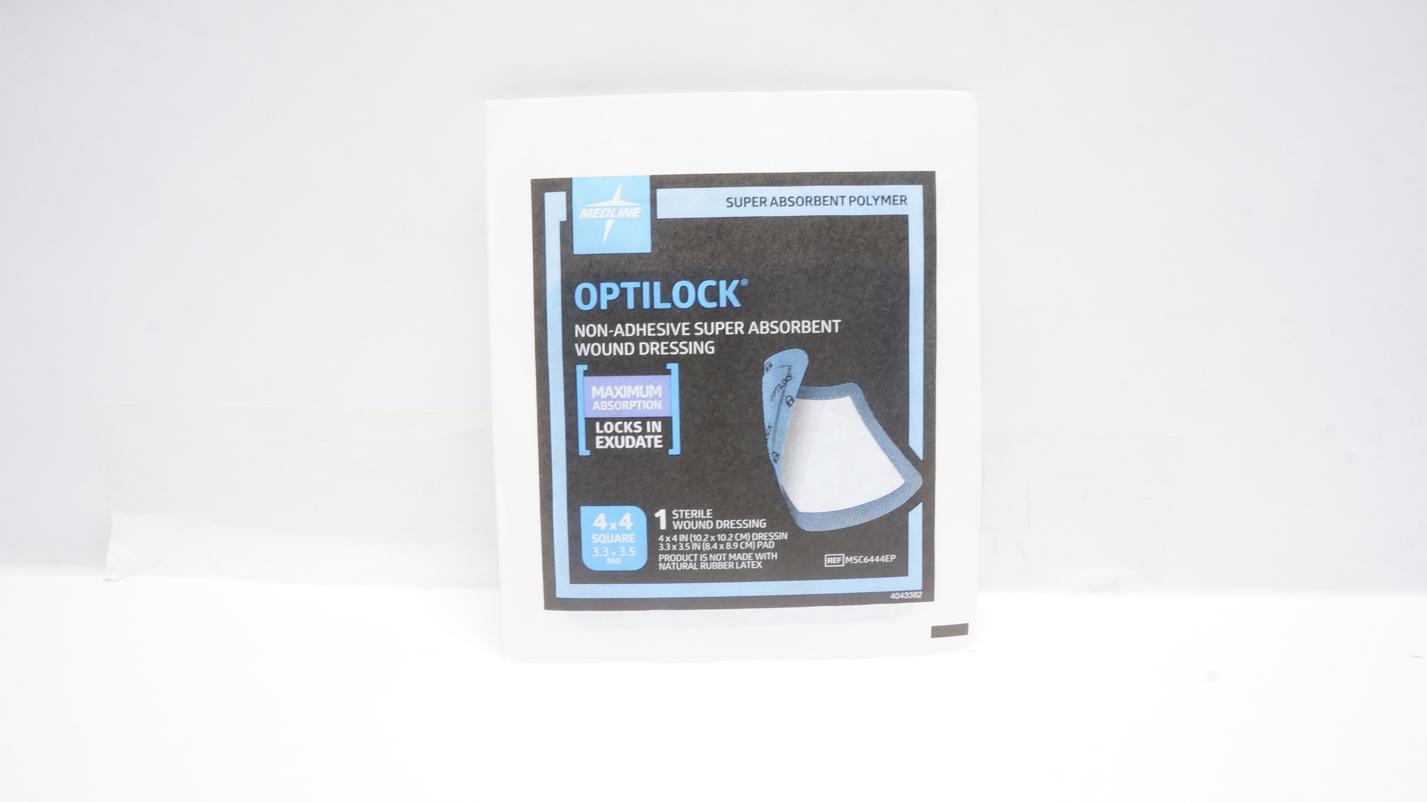 Medline MSC6444EP Optilock Non-Adhesive Wound Dressing, 4 x 4in, 3.3 x ...