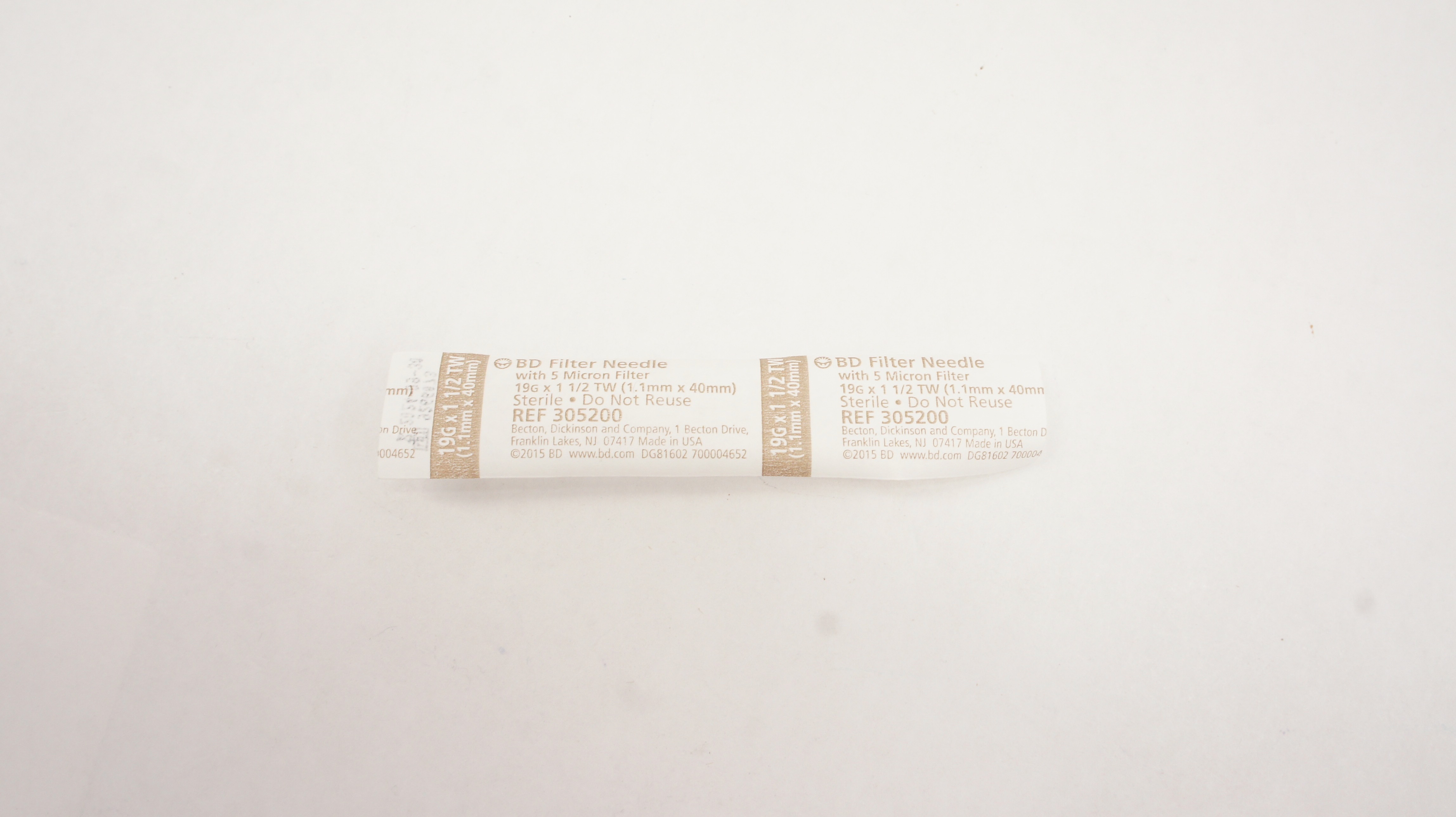 BD 305200 Filter Ndle W/5 Micron Filter 19G x 1-1/2TW