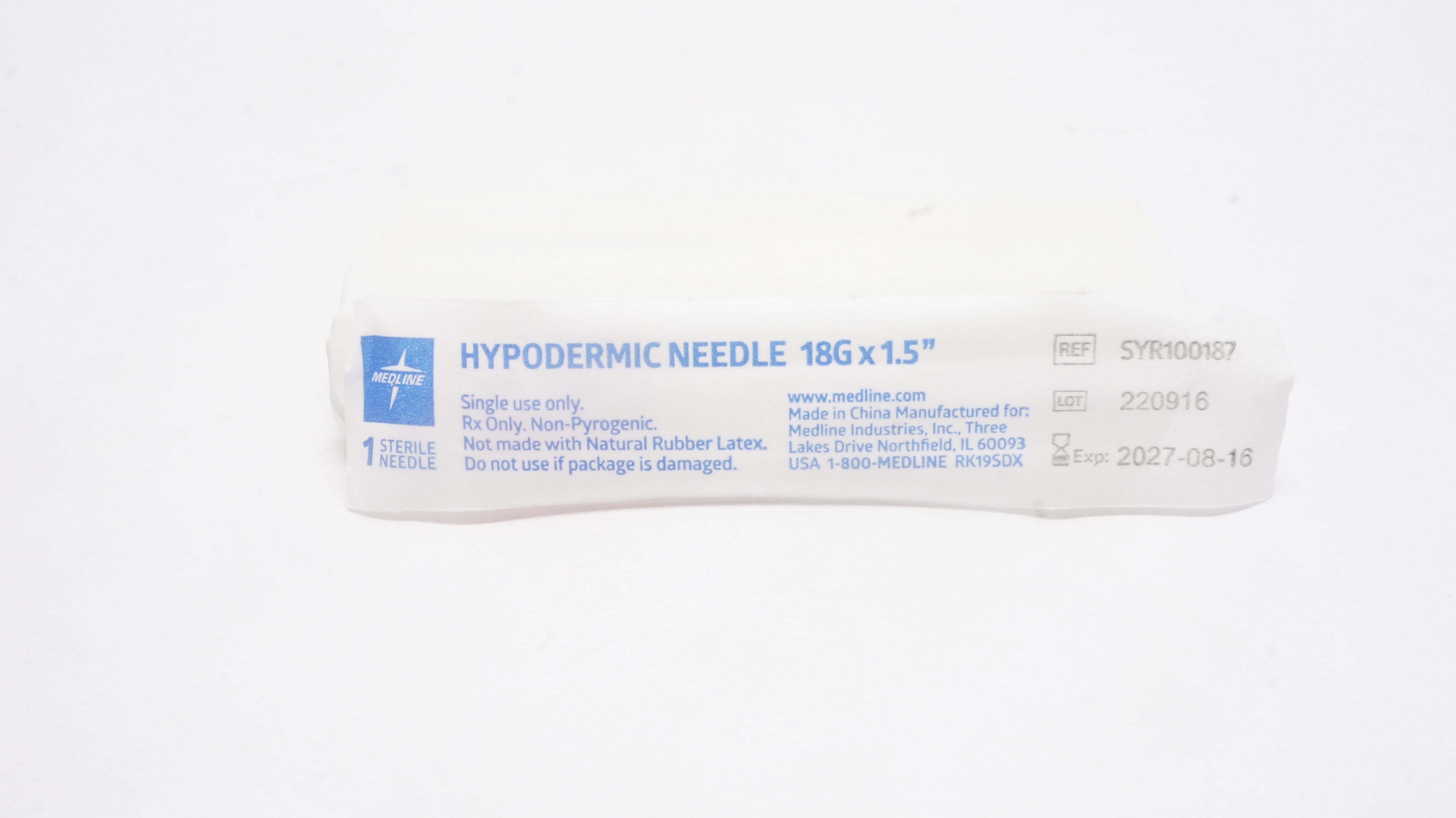 Medline SYR100187 Hypodermic Ndle 18G x 1.5inch