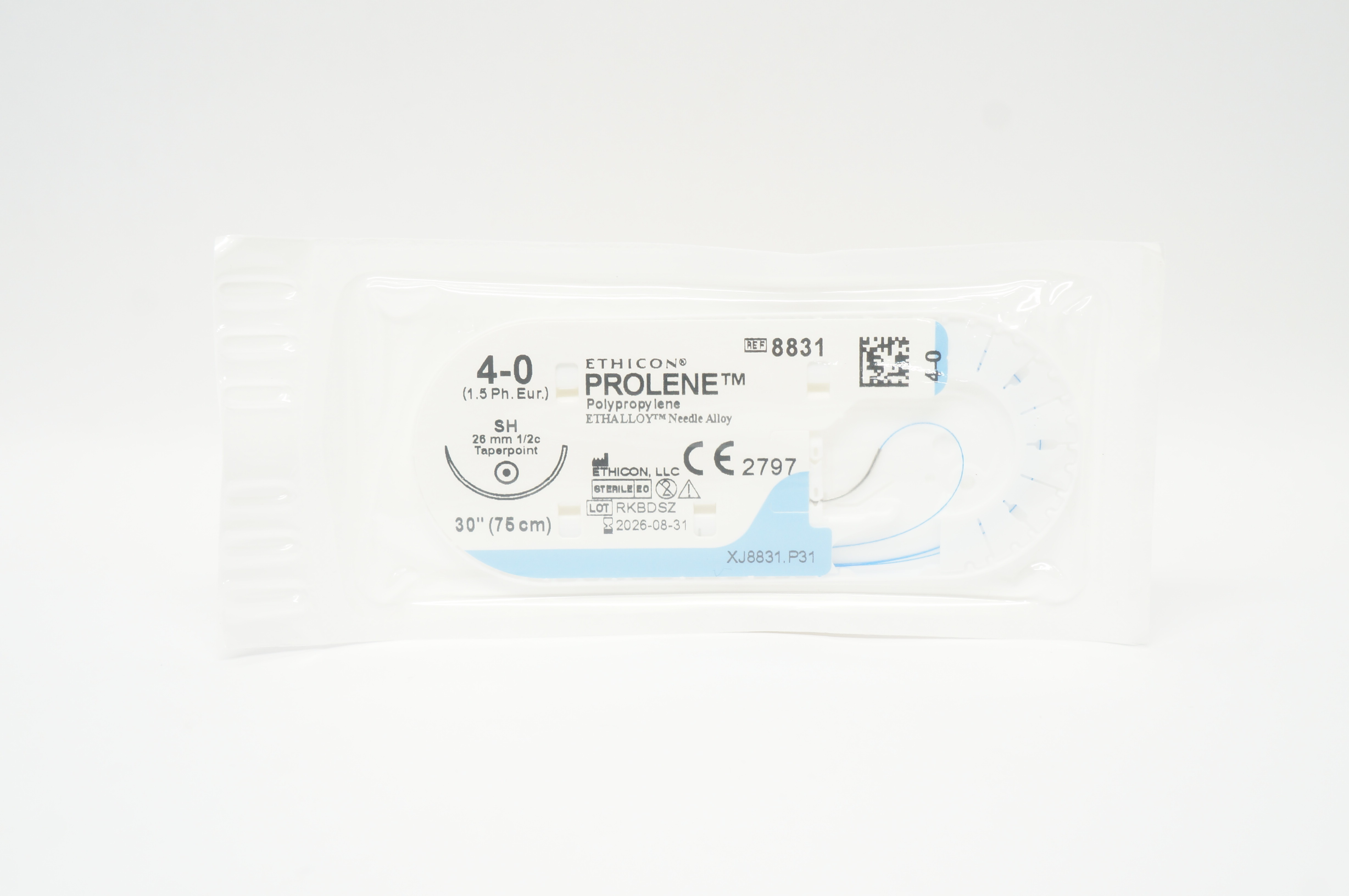 Ethicon 8831 4-0 Prolene Polypropylene Stre SH 26mm 1/2c Taperpoint, 30 inch