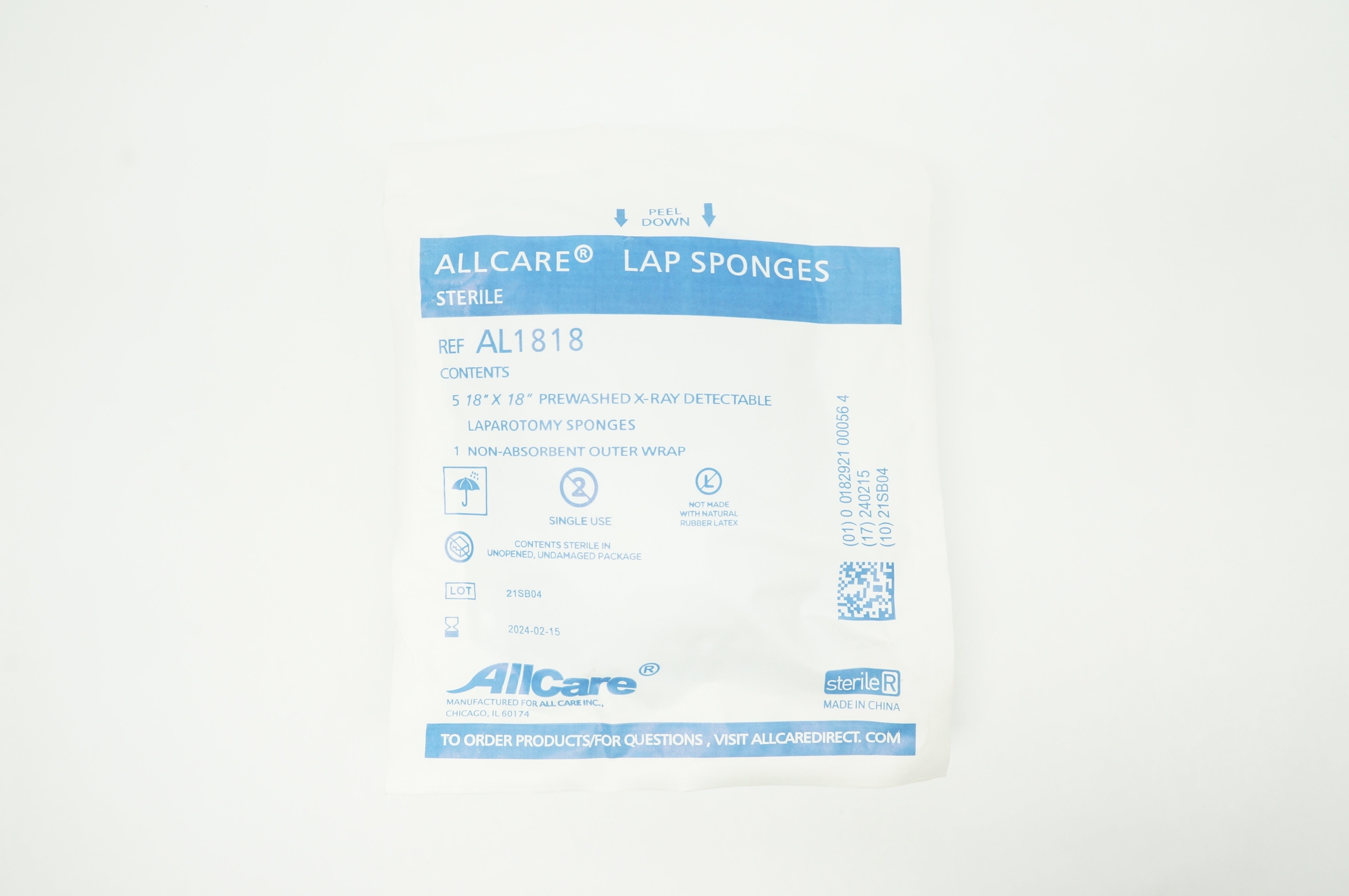 AllCare AL1818 Laparotomy Sponges  18 inch  x 18 inch - Pack of 5