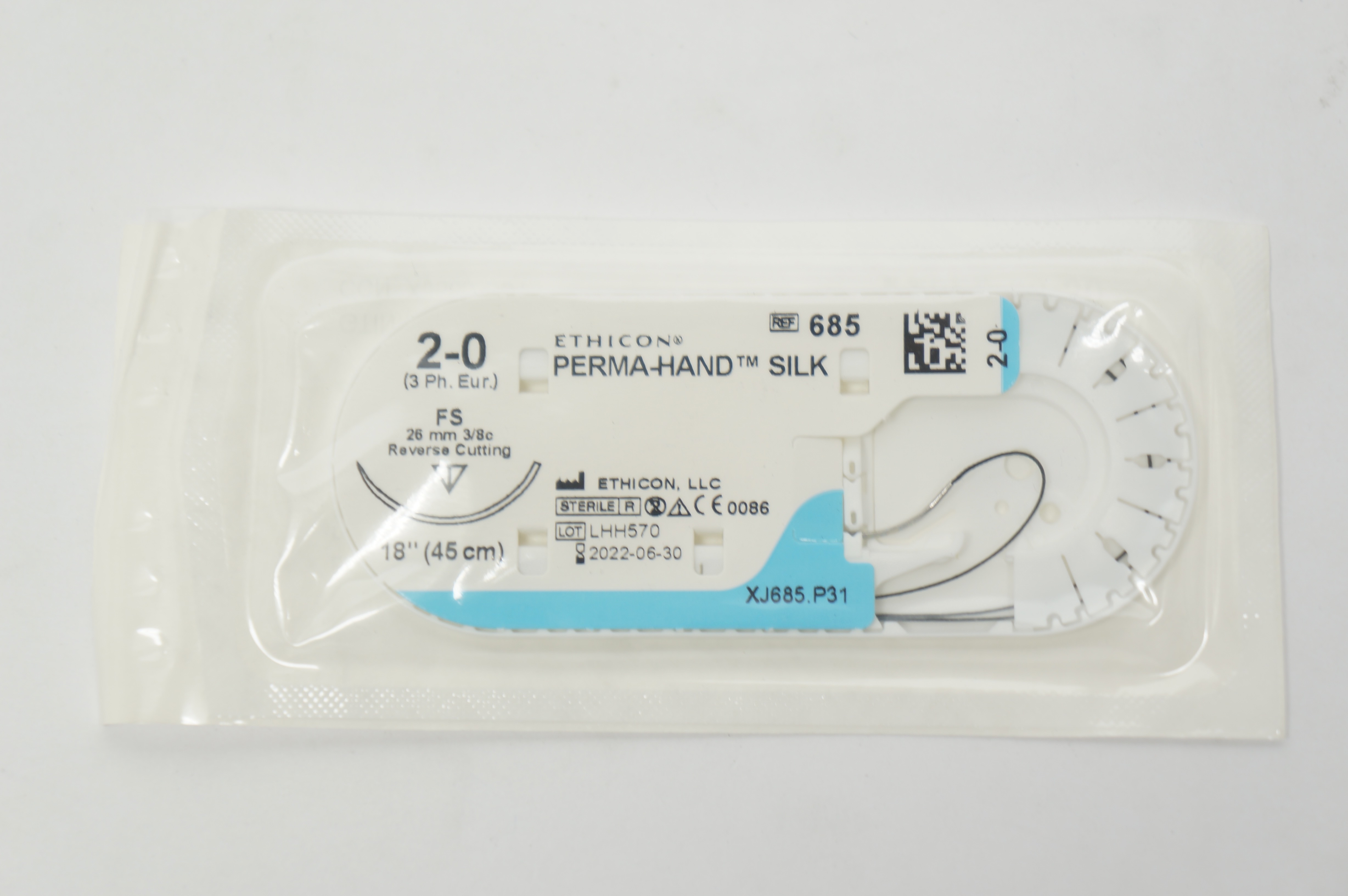 Ethicon 685 2-0 Perma-Hand Silk, FS, 26mm 3/8c Reverse Cutting, 18inch (x)