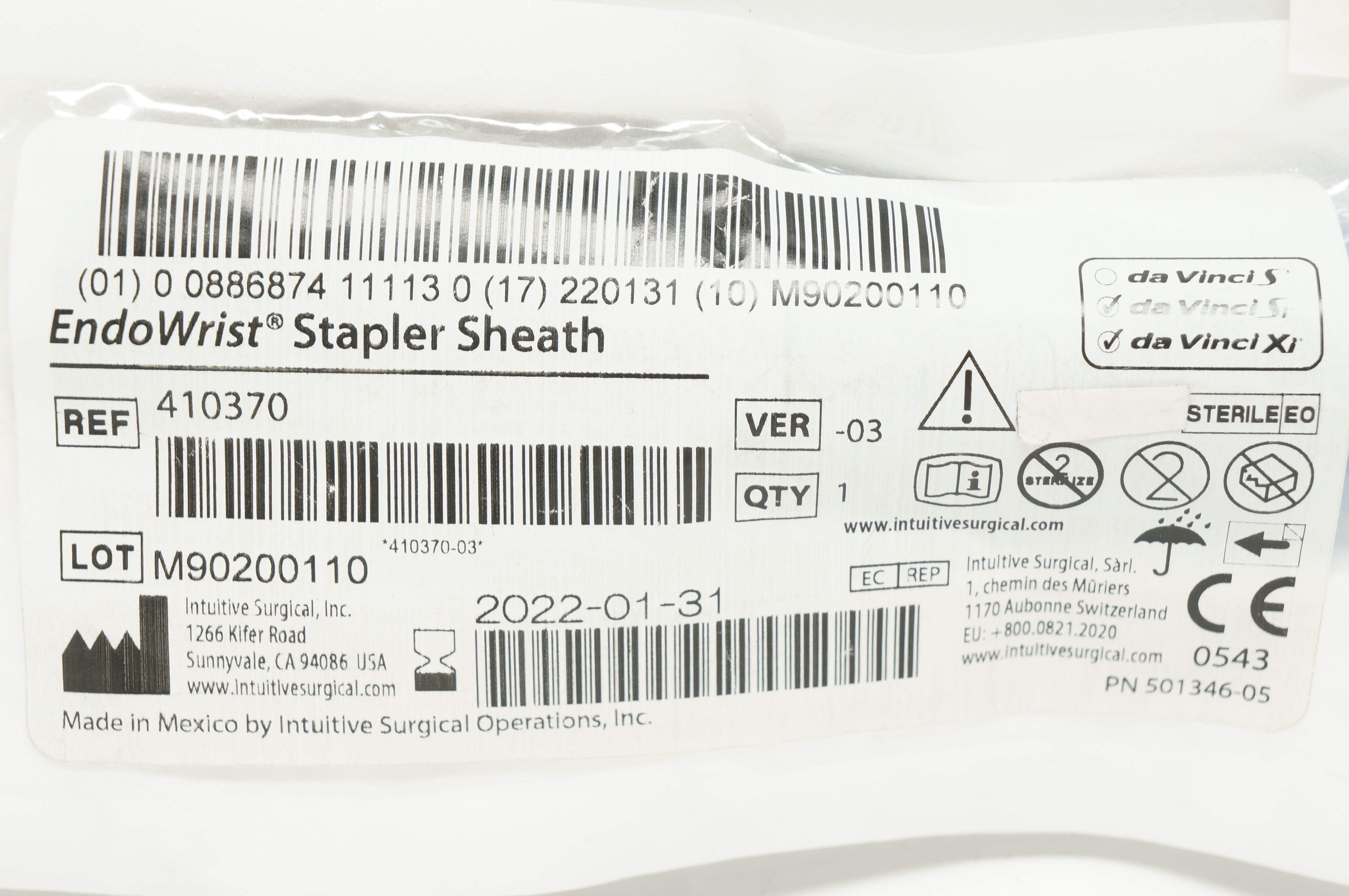 Intuitive Surgical 410370 da Vinci Si, da vinci Xi EndoWrist Stapler Sheath