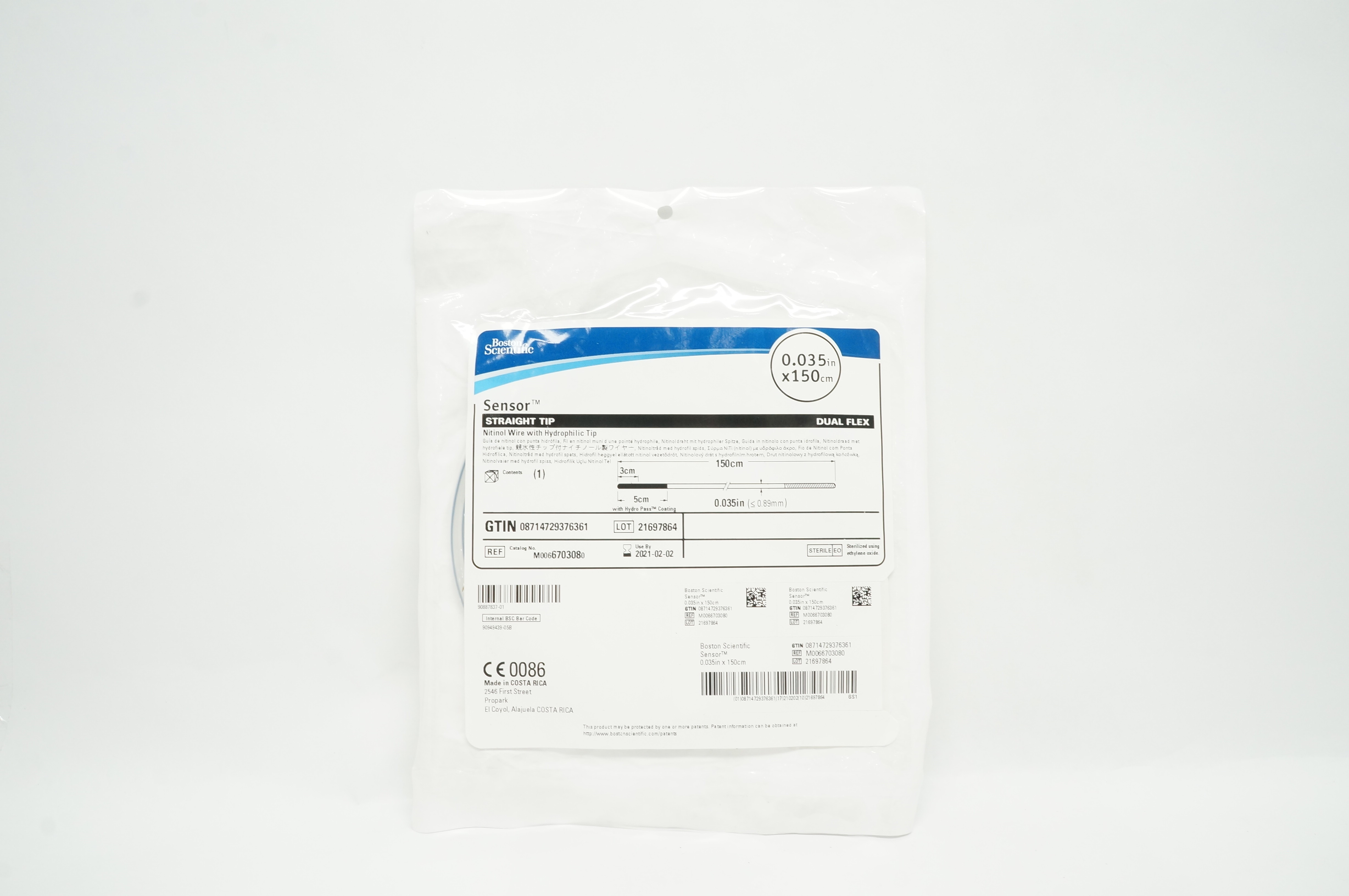 Boston Scientific 670308 Sensor Straight Tip Nitinol Wire 0.035inch x 150cm (x)