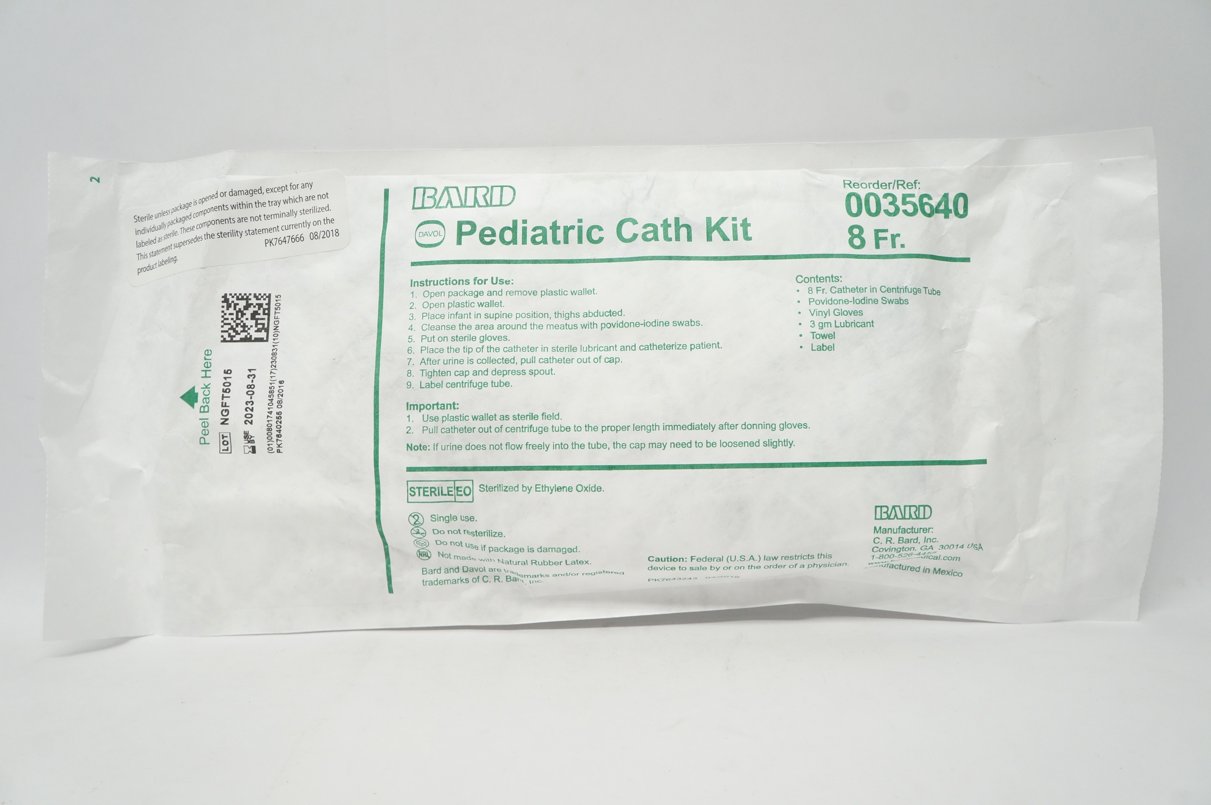 Bard 0035640 Infant and Pediatric Cath. Kits 8Fr (x)