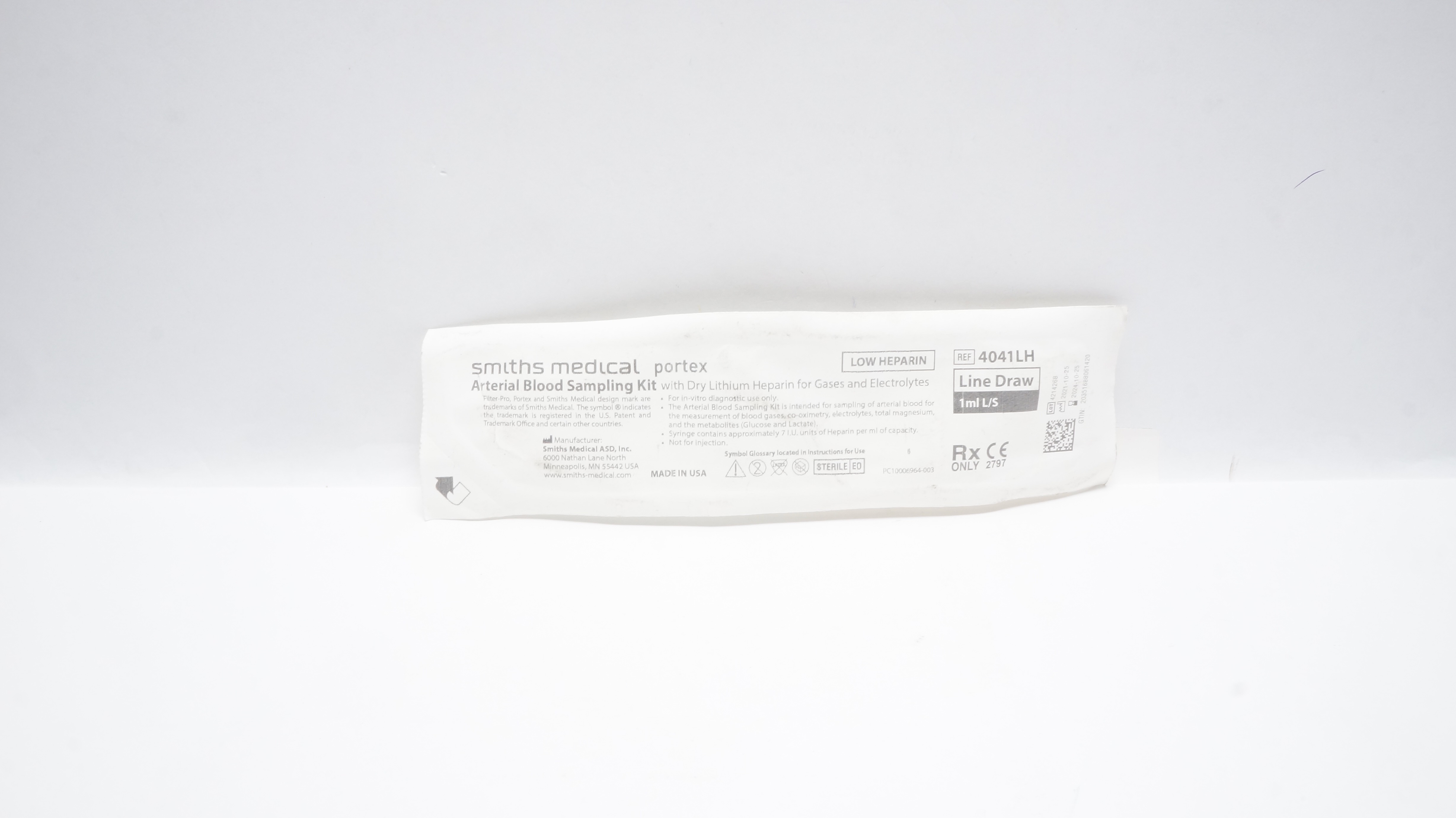 Smiths Medical 4041LH Portex Arterial Blood Sampling Kit w/Dry Lithium Heparin(x)