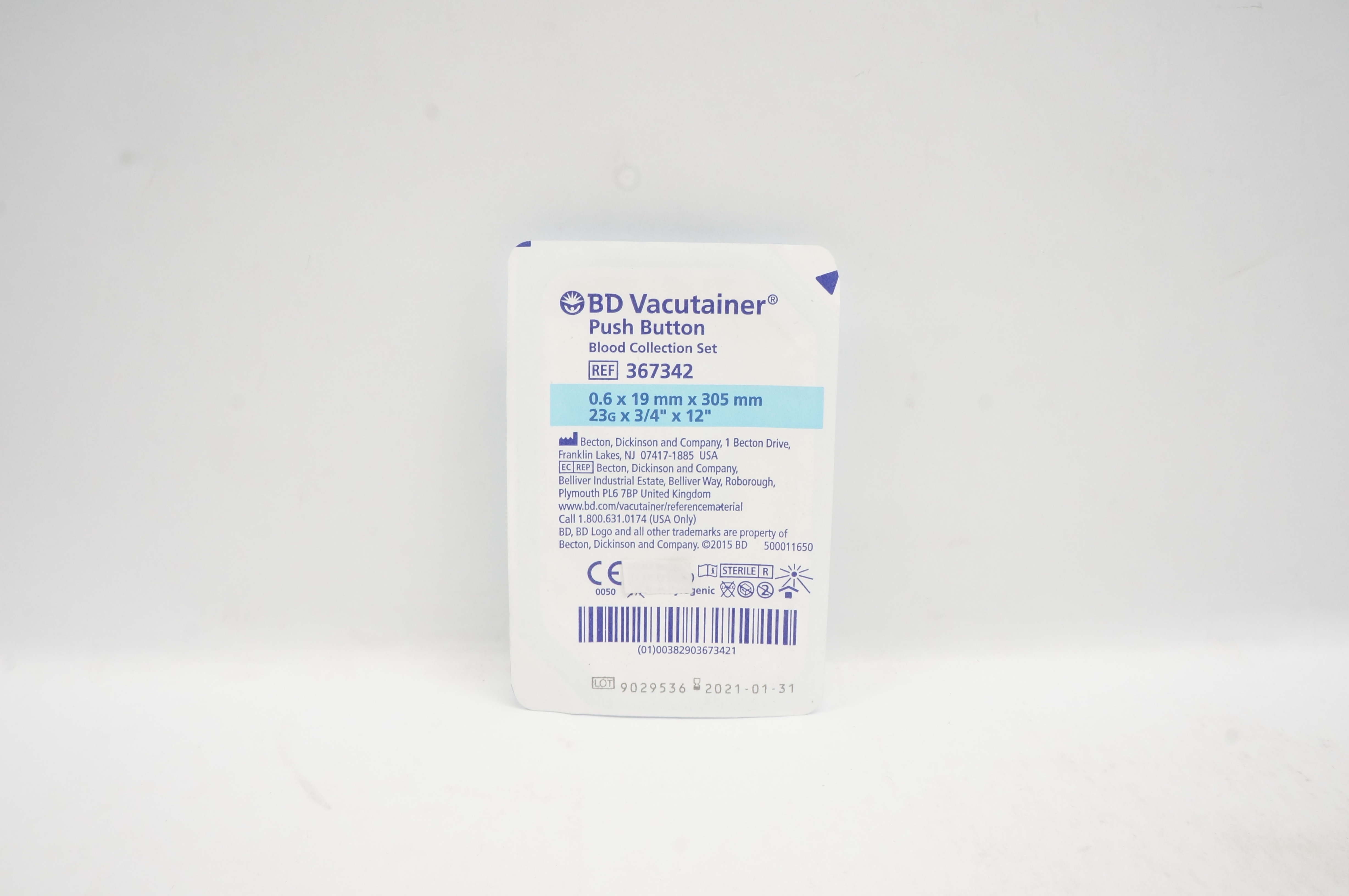 367336 BD 367342 Vacutainer Push Button Blood Collection Set 23G x 3/4inch x ...