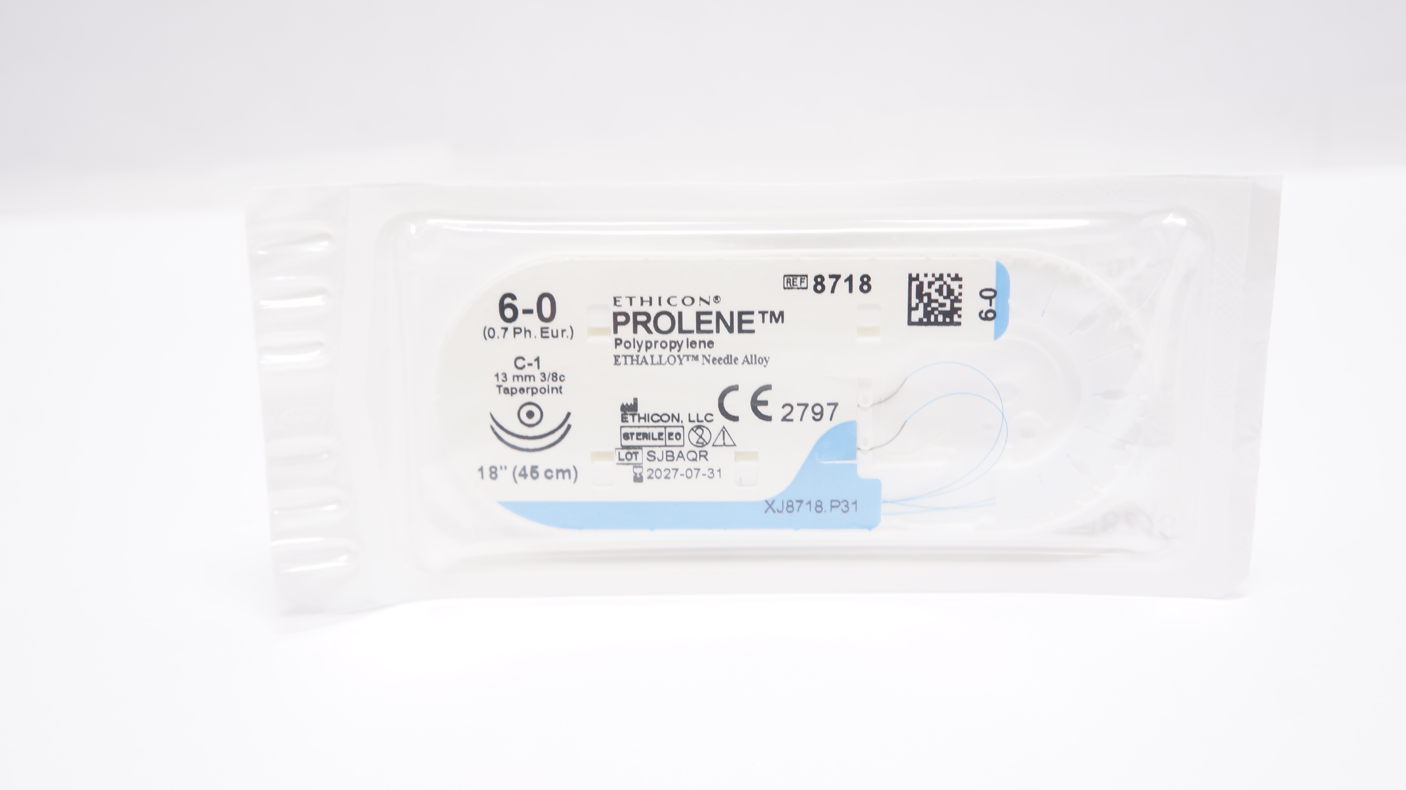 Ethicon 8718 6-0 PROLENE Polyproylene Stre C-1 13mm 3/8c Taperpoint, 18inch