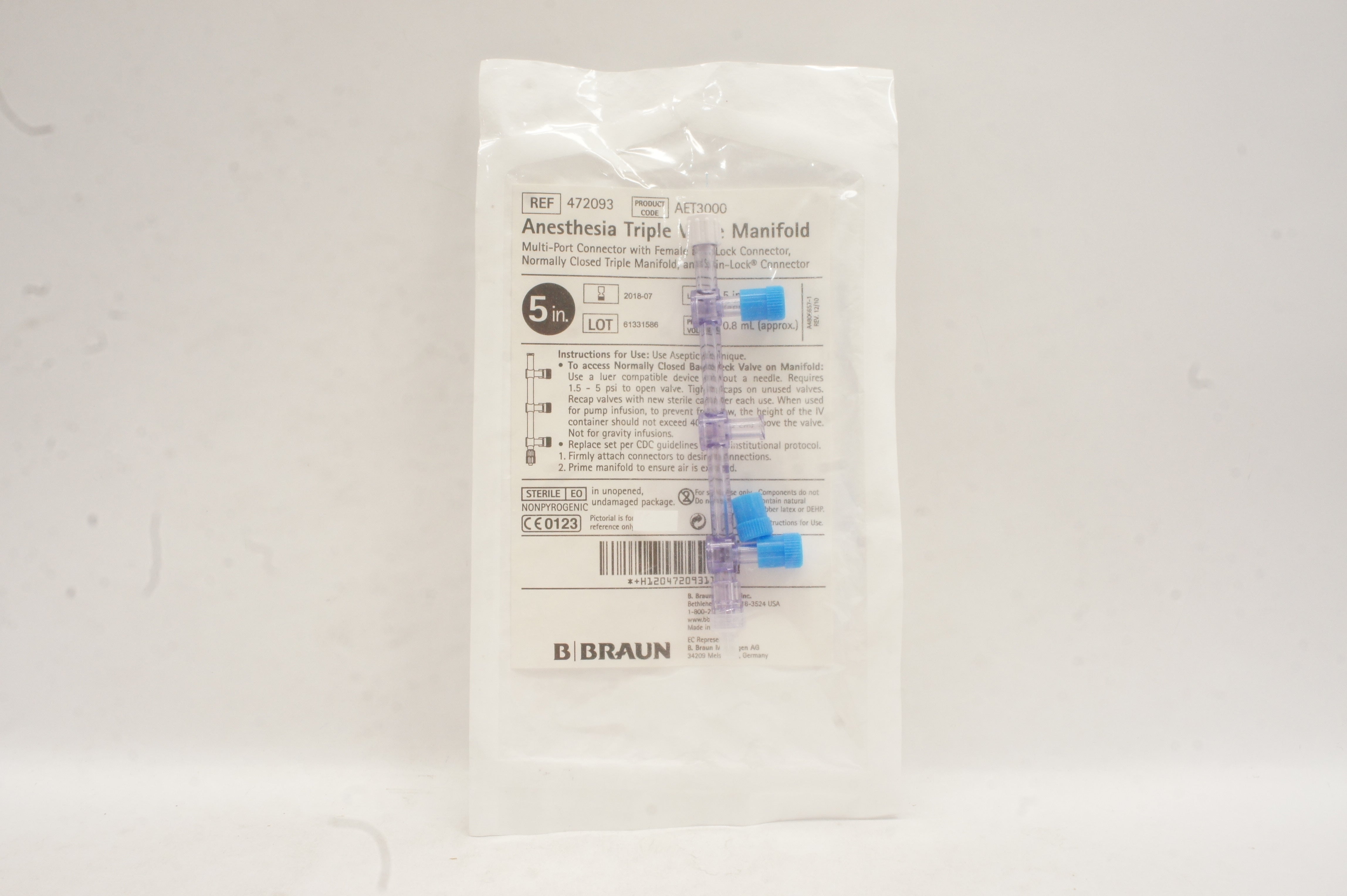 B. Braun 472093 Anesthesia Triple Manifold 5inch (x)