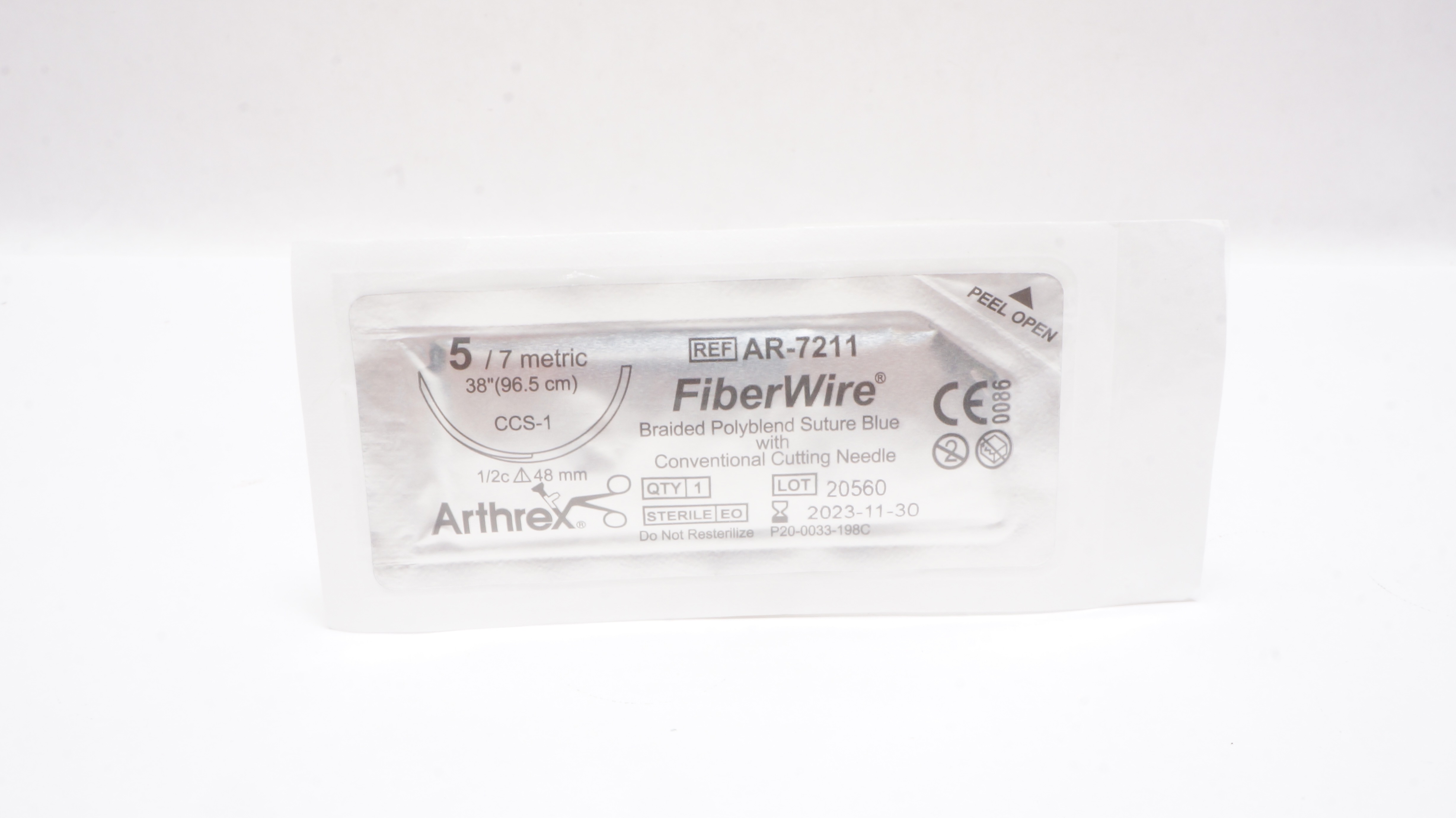 Arthrex AR-7211 5 FiberWire Braided Polyblend Stre CCS-1 1/2c 48mm 38 inch