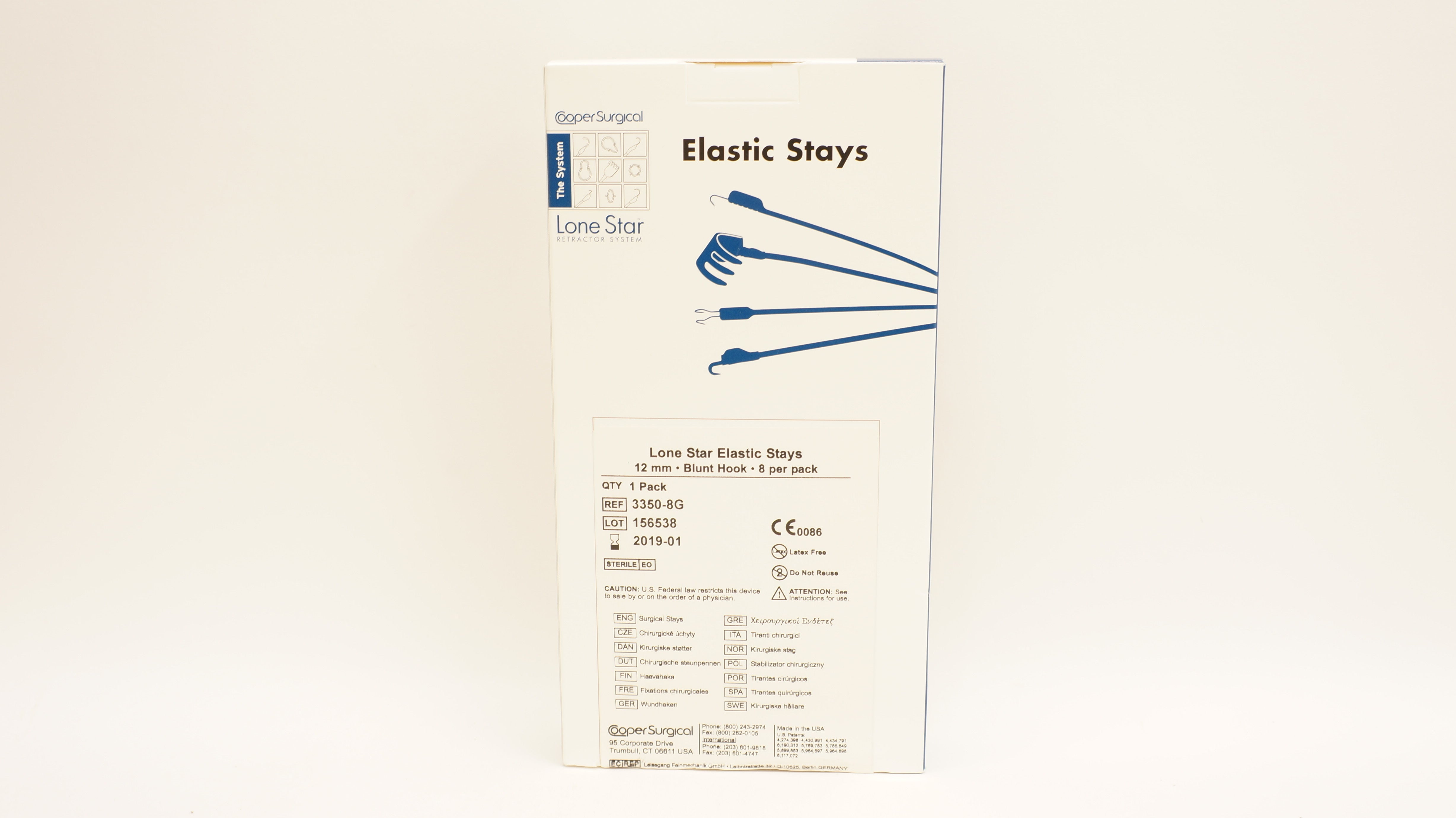 Cooper Surgical 33508G Lone Star Elastic Stays Blunt Hook 12mm (x