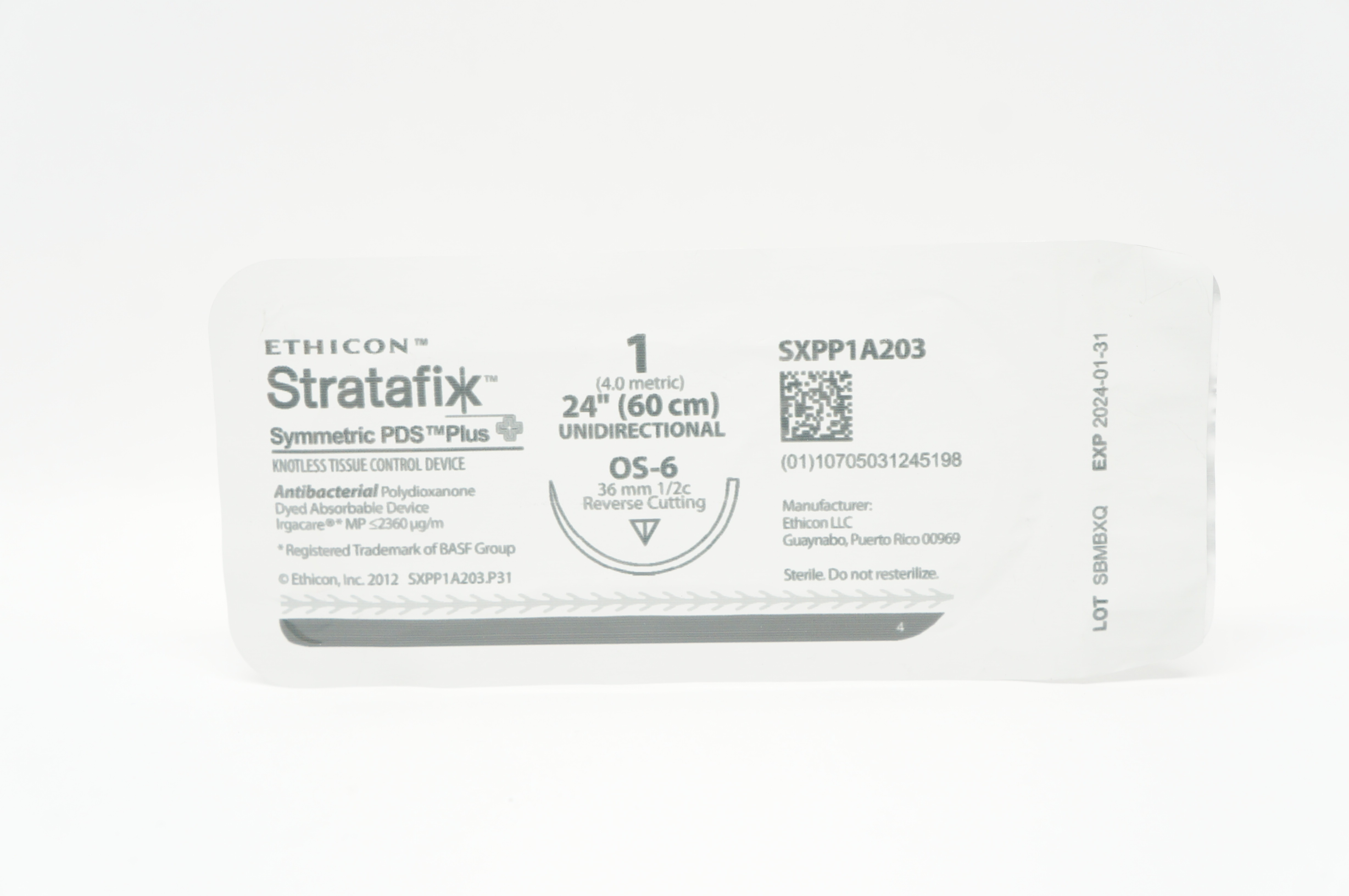 Ethicon SXPP1A203 1 Stratafix OS-6 36mm 1/2c Reverse Cutting 24inch