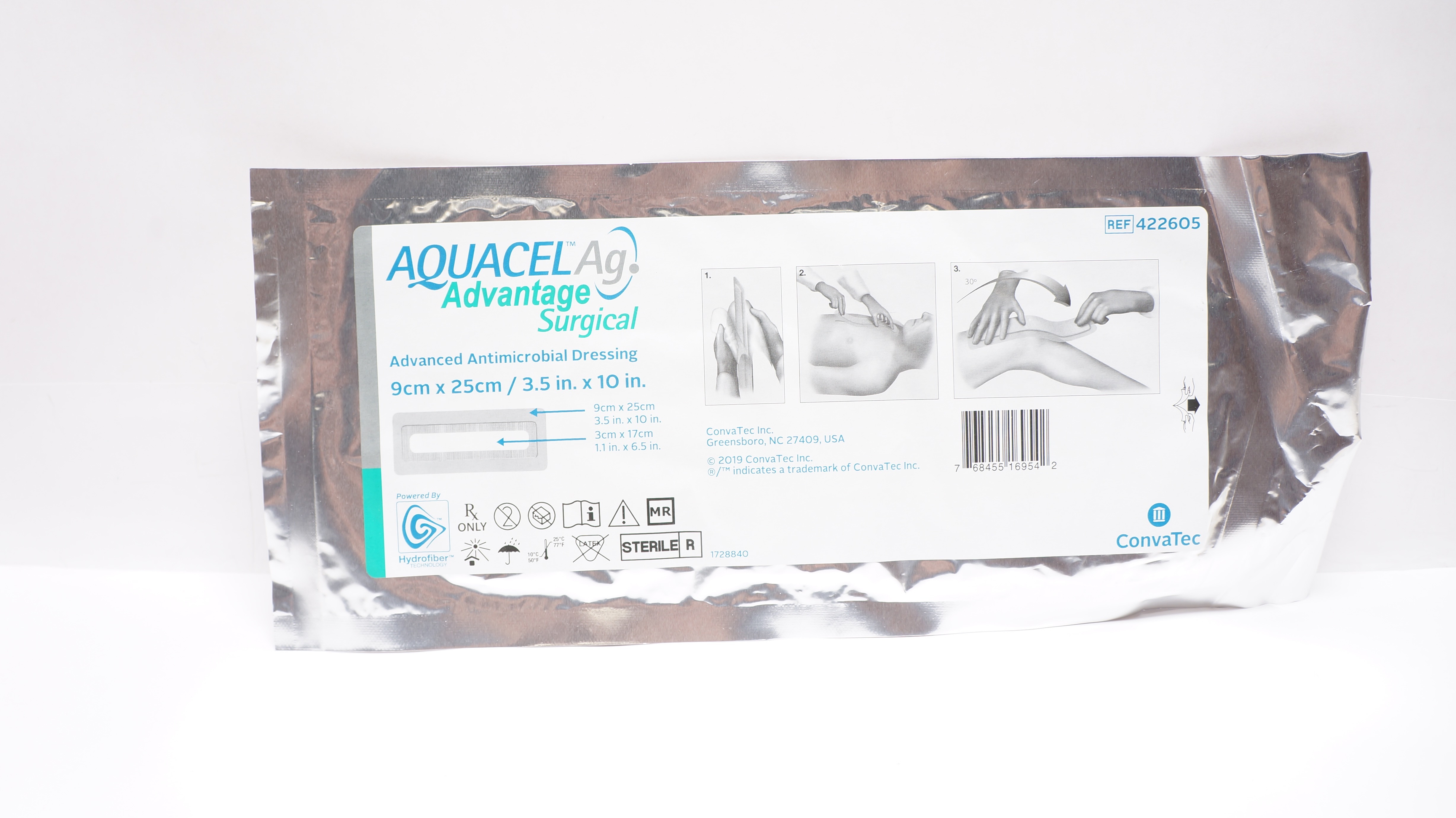 ConvaTec 422605 Aquacel Ag Advanced Antimicrobial Dressing 3.5inch x 10inch (x)